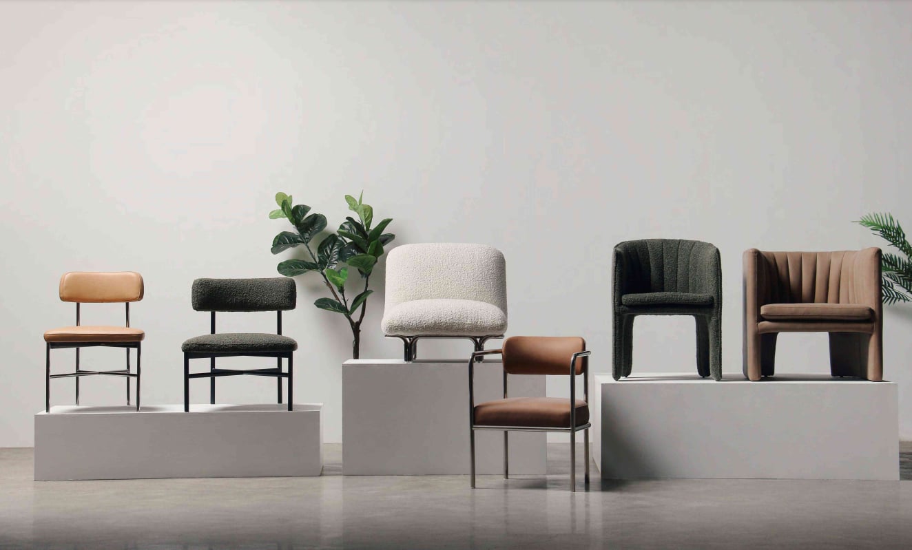 Milano Dining Chair - Confetti Tweed Fabric - Floor Stock