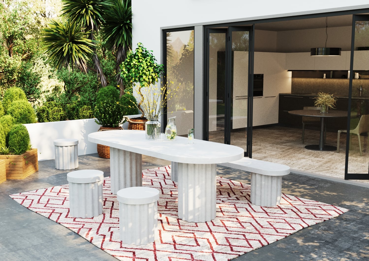 Chantel Bench - White Concrete - Floor Stock