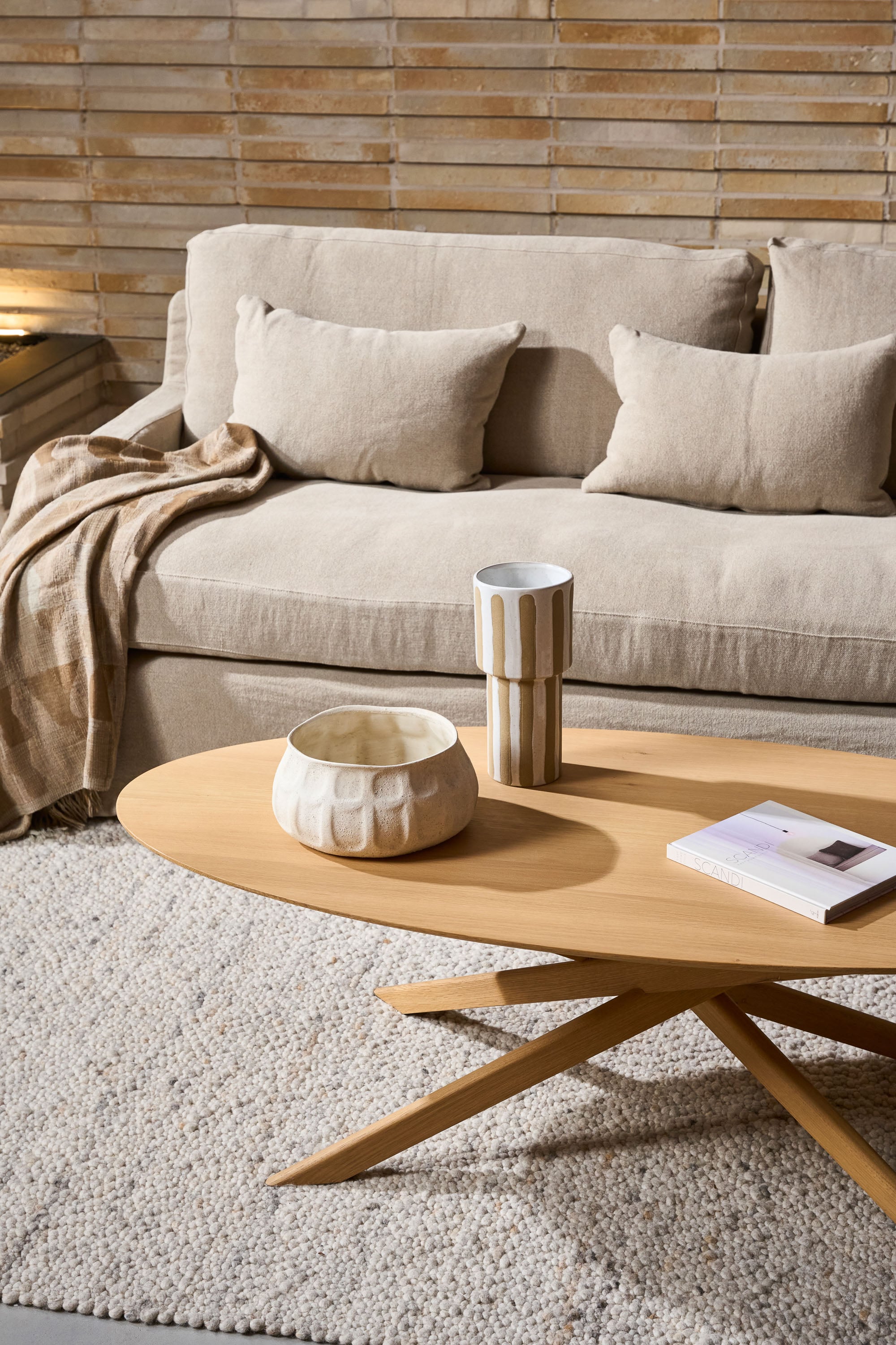 Ethnicraft Oak Mikado Oval Coffee Table - Natural Oak - Floor Stock