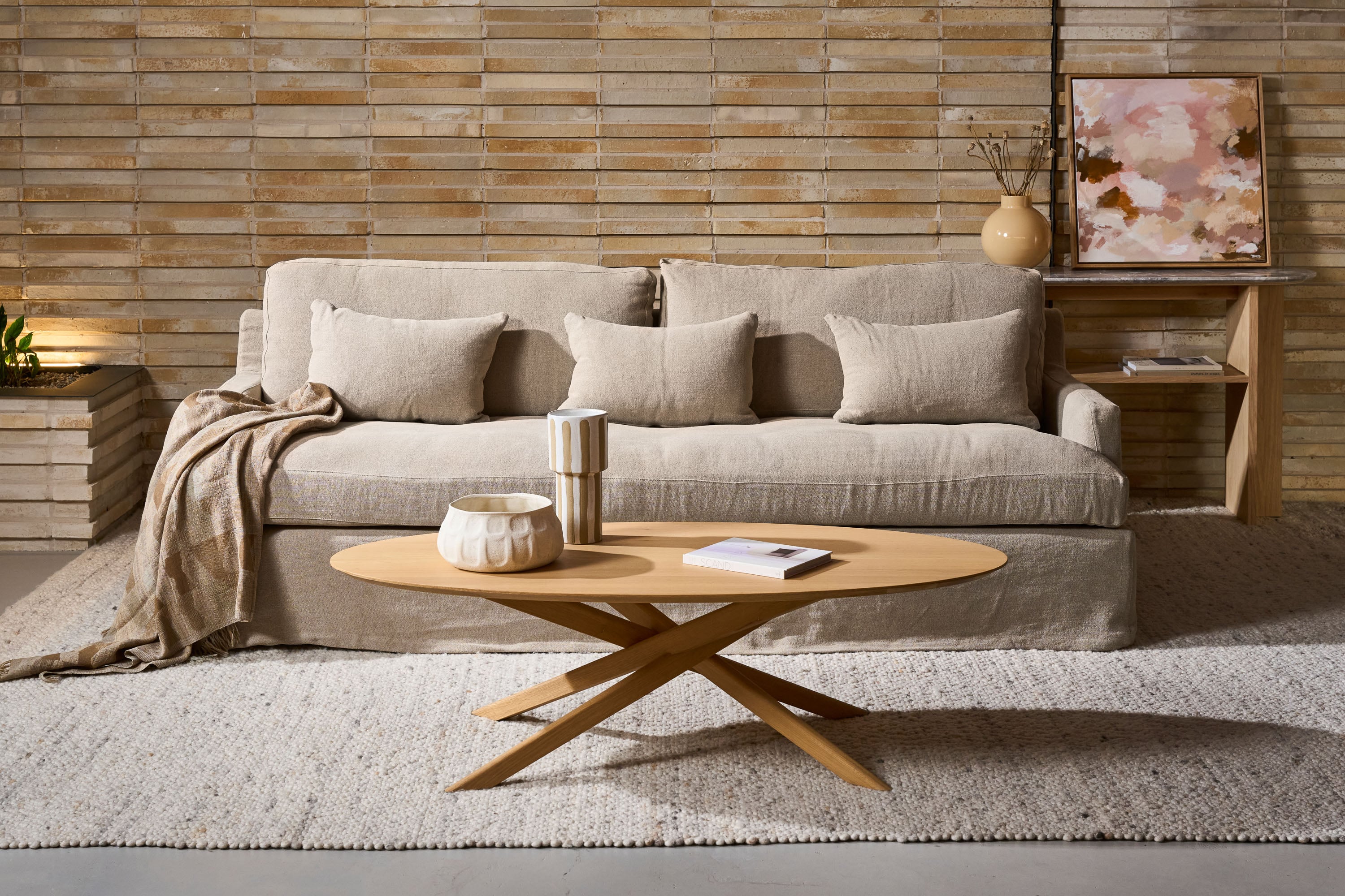 Ethnicraft Oak Mikado Oval Coffee Table - Natural Oak - Floor Stock