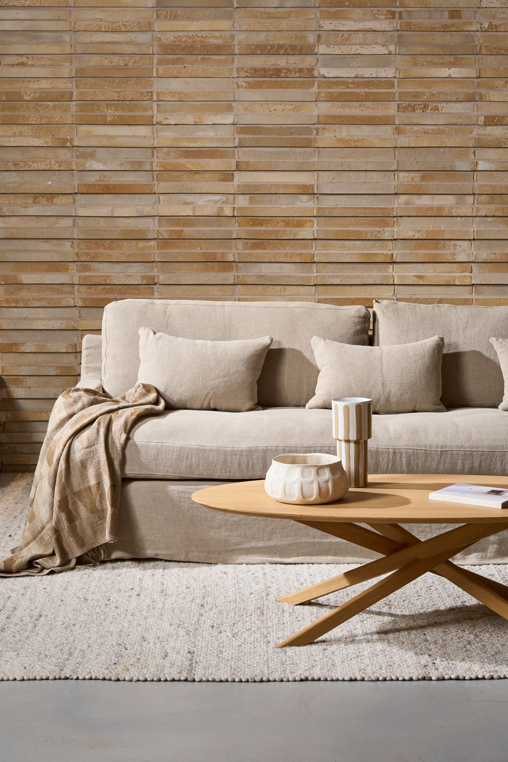 Ethnicraft Oak Mikado Oval Coffee Table - Natural Oak - Floor Stock