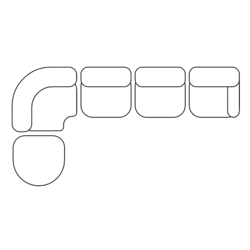 5 Seater Left Facing Chaise Sofa with Semi Circle Footstool