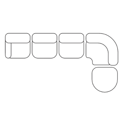 5 Seater Right Facing Chaise Sofa with Semi Circle Footstool