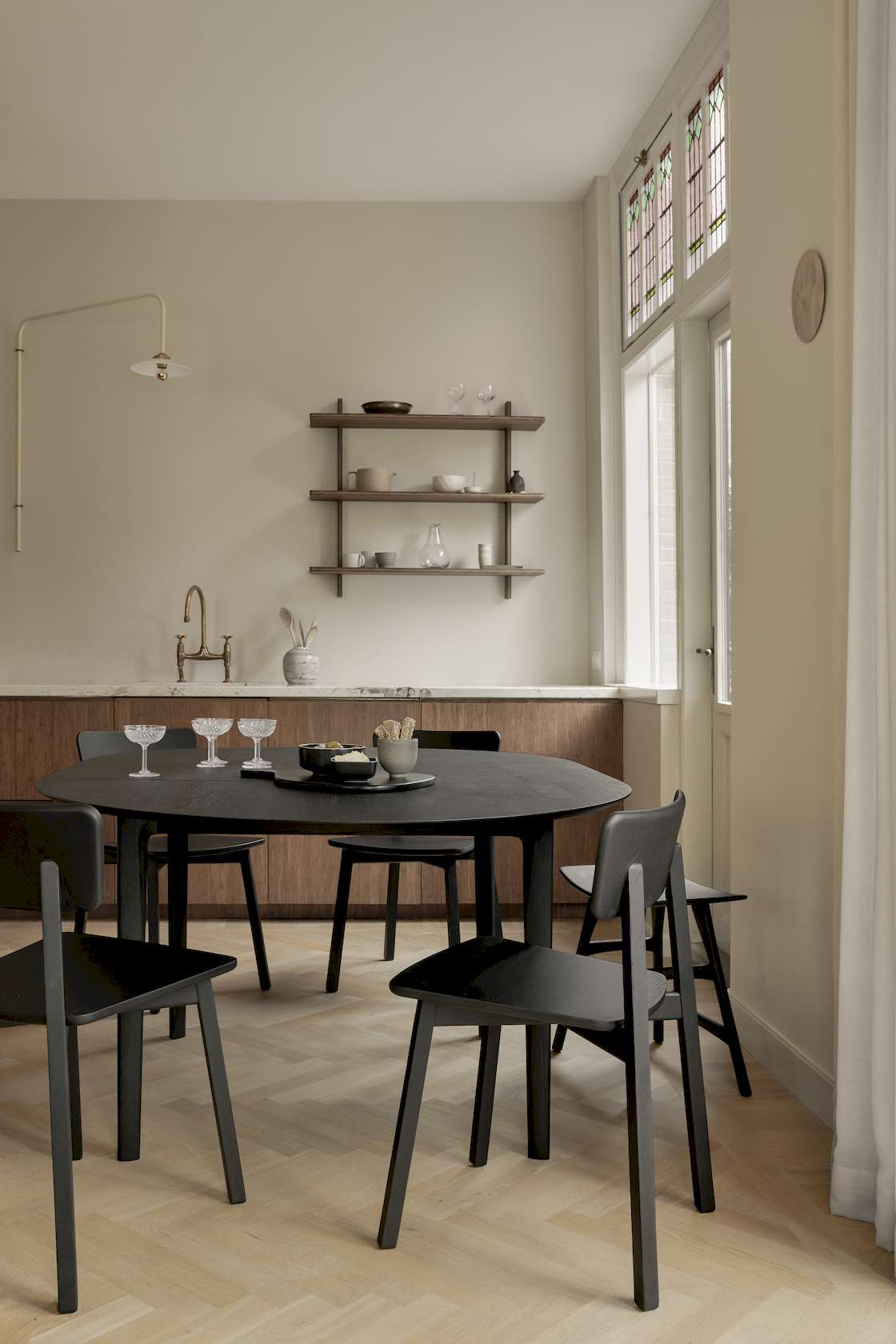 Ethnicraft Oak Bok Round Extendable Dining Table - Natural Oak - Floor Stock