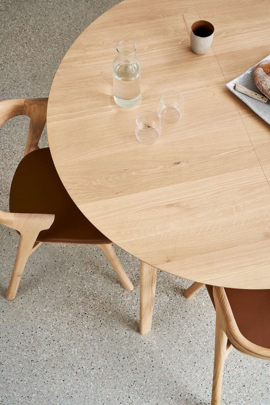 Ethnicraft Oak Bok Round Extendable Dining Table - Natural Oak - Floor Stock