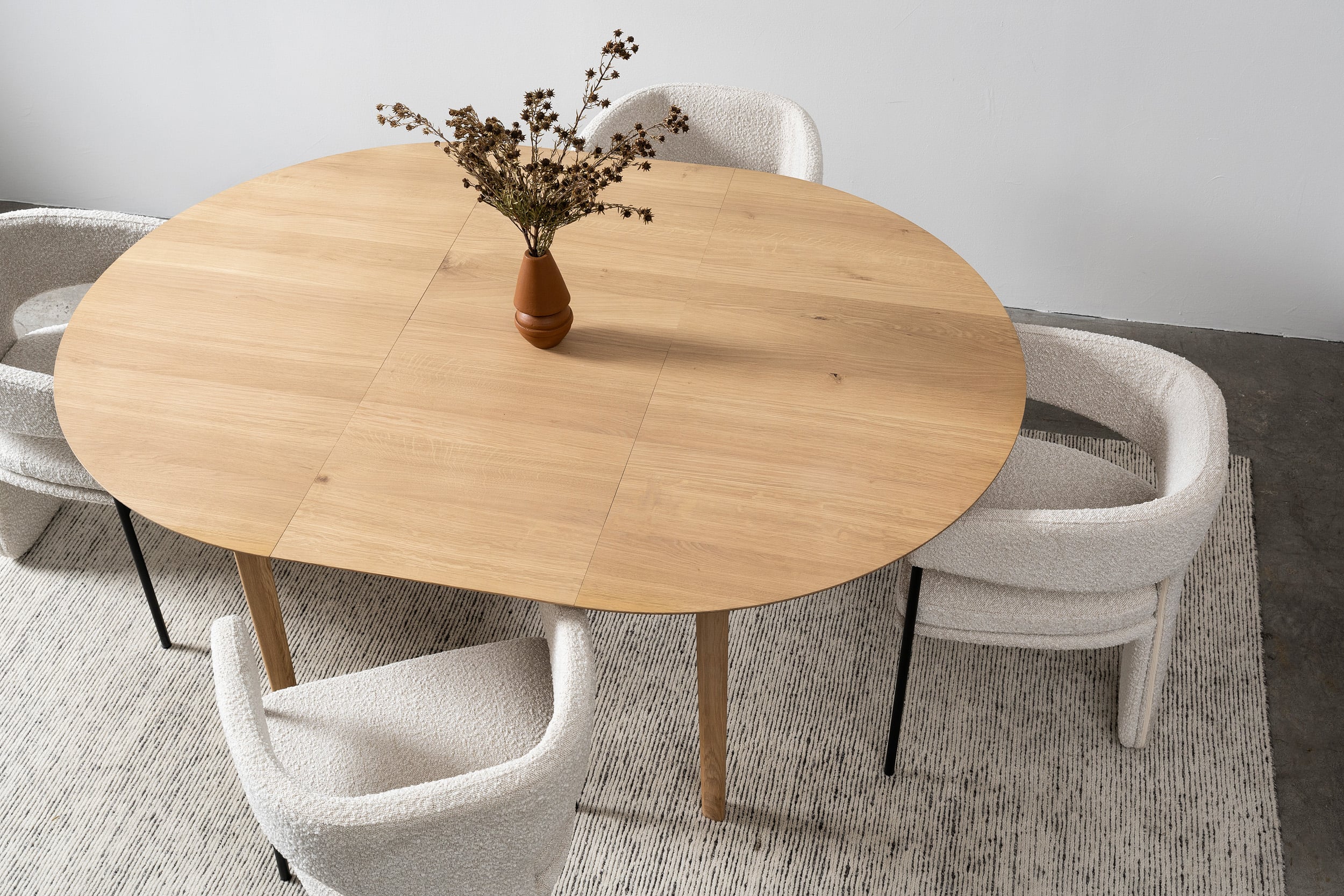 Ethnicraft Oak Bok Round Extendable Dining Table - Natural Oak - Floor Stock