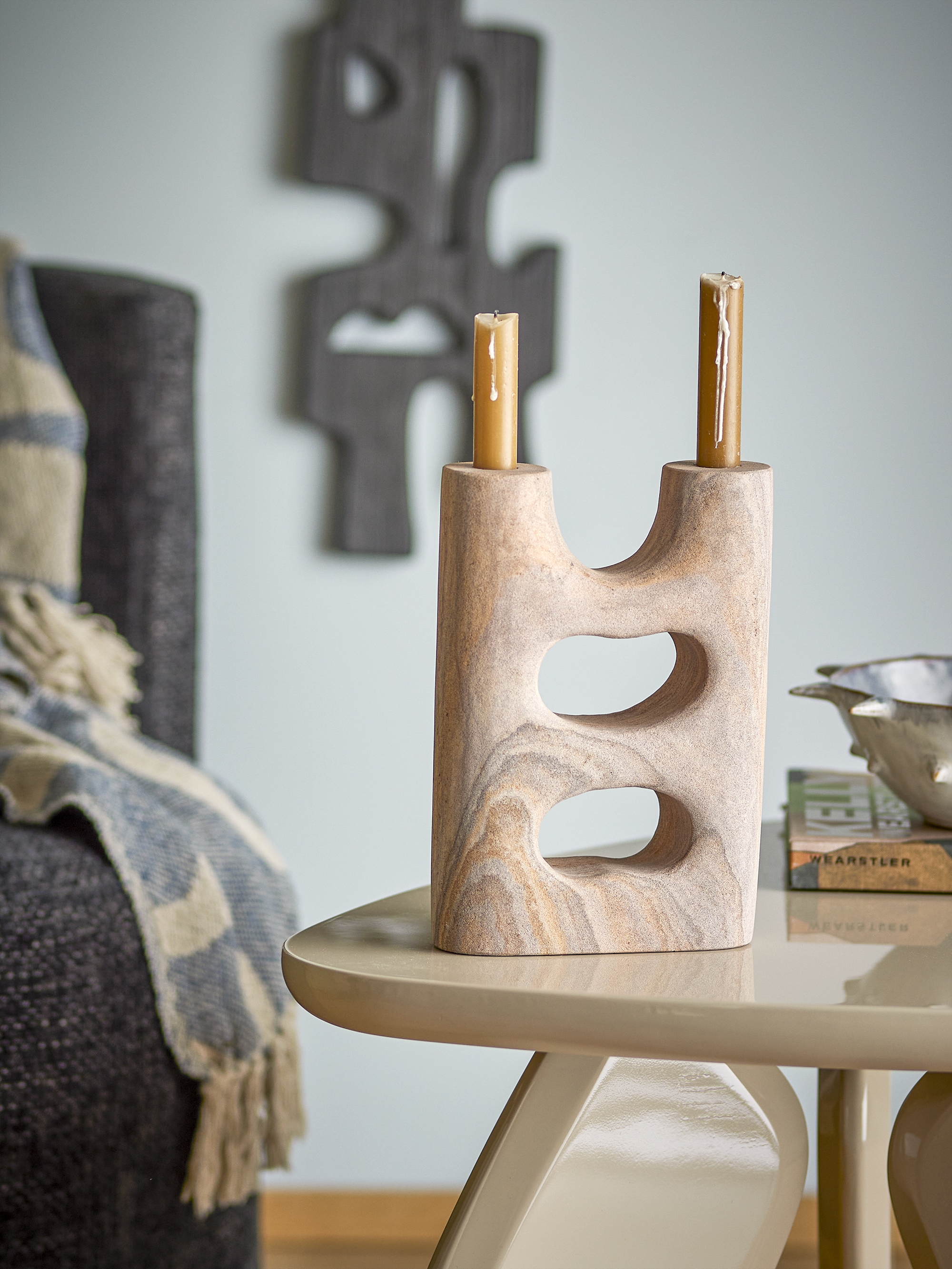 Lodi Sandstone Candle Holder - Nature