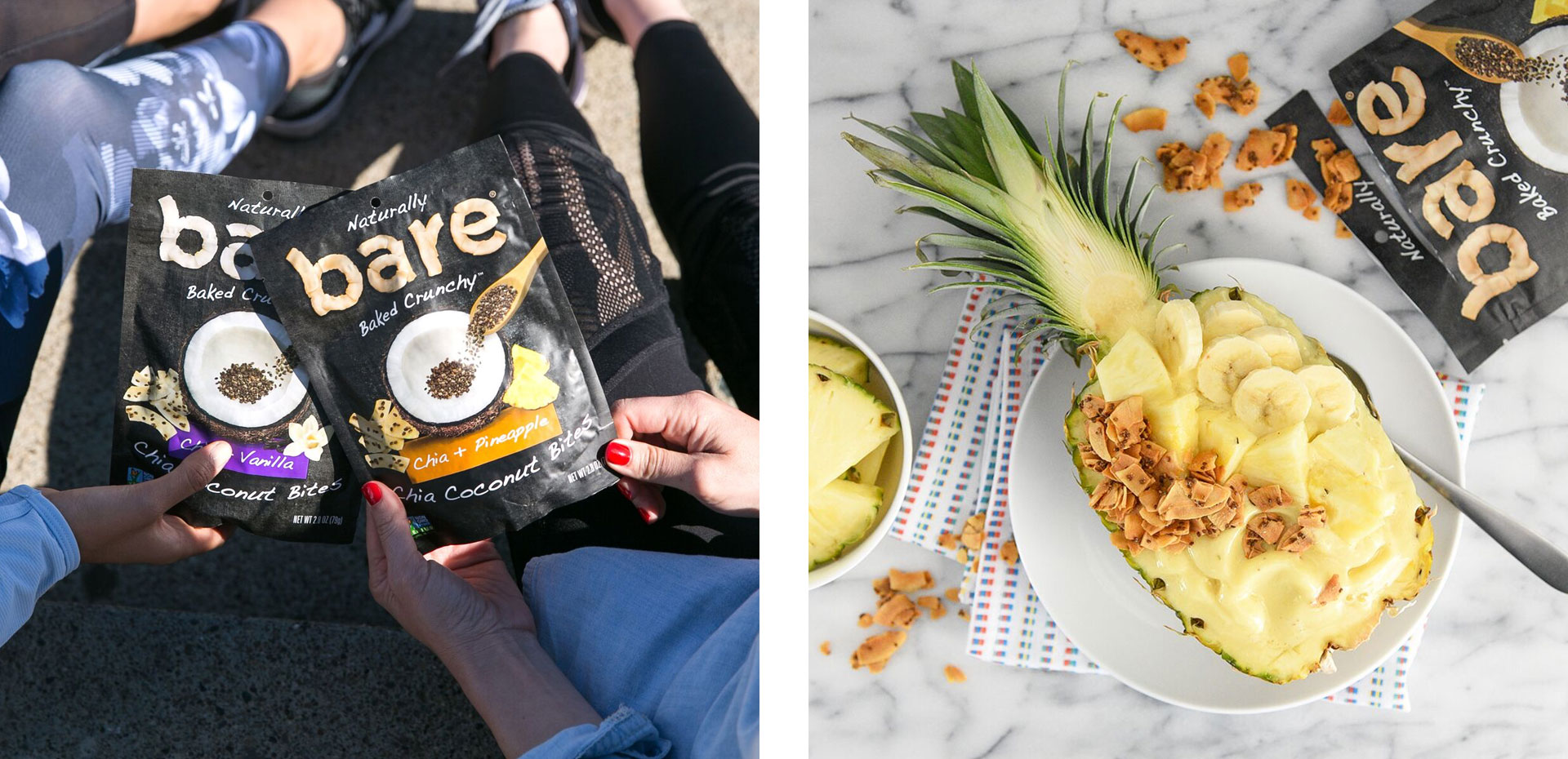 chia + pineapple chia coconut bites Bare Snacks