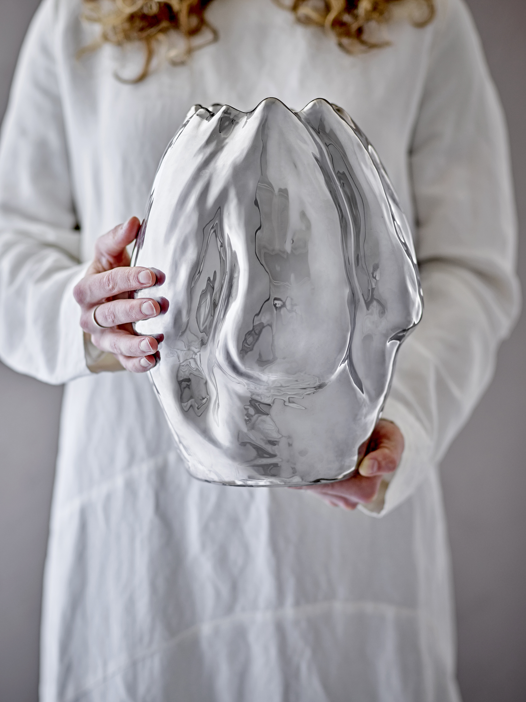 Bobby Stoneware Vase - Silver