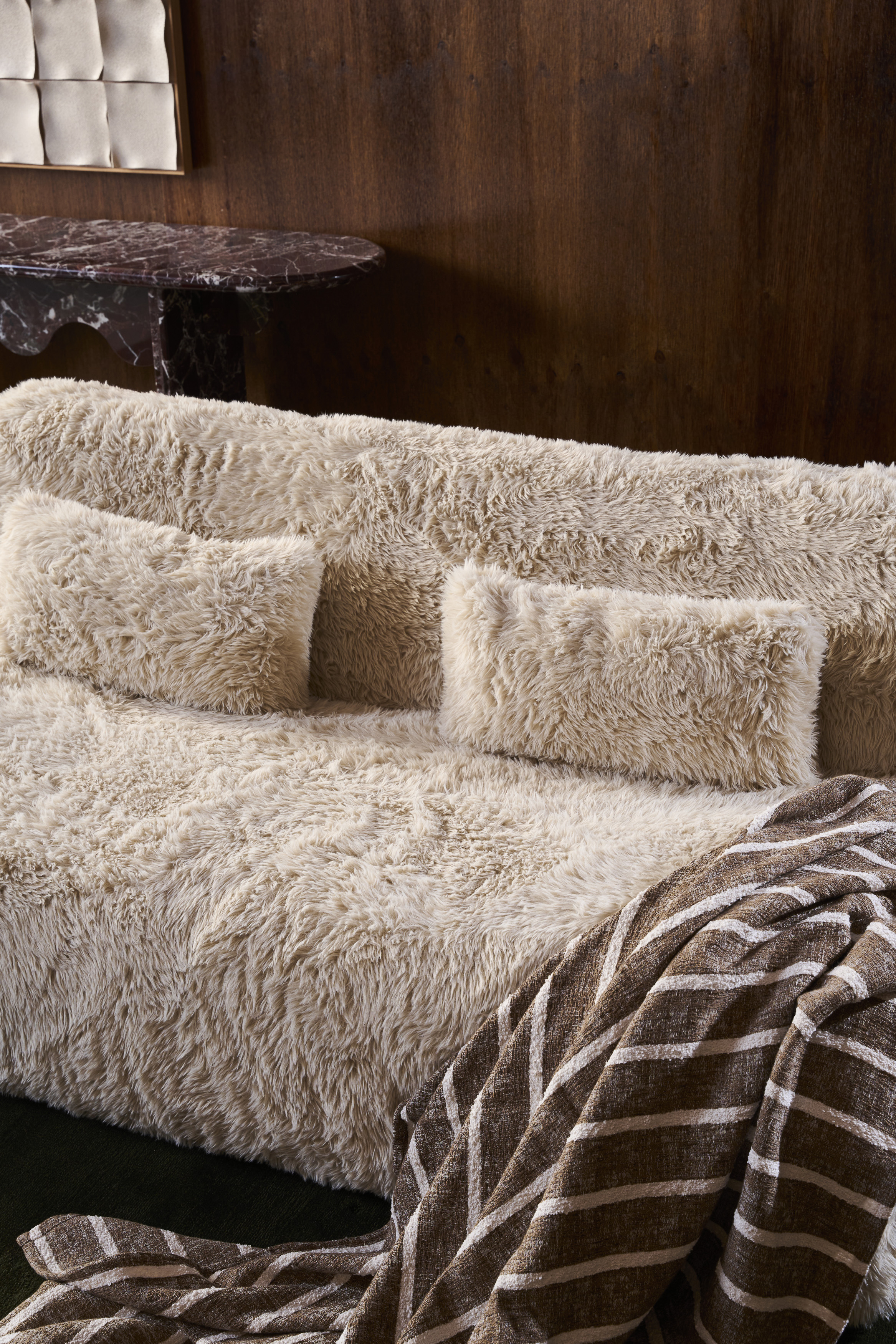 Amara 2 Seater Sofa - Yarra Mocha Fur - Floor Stock