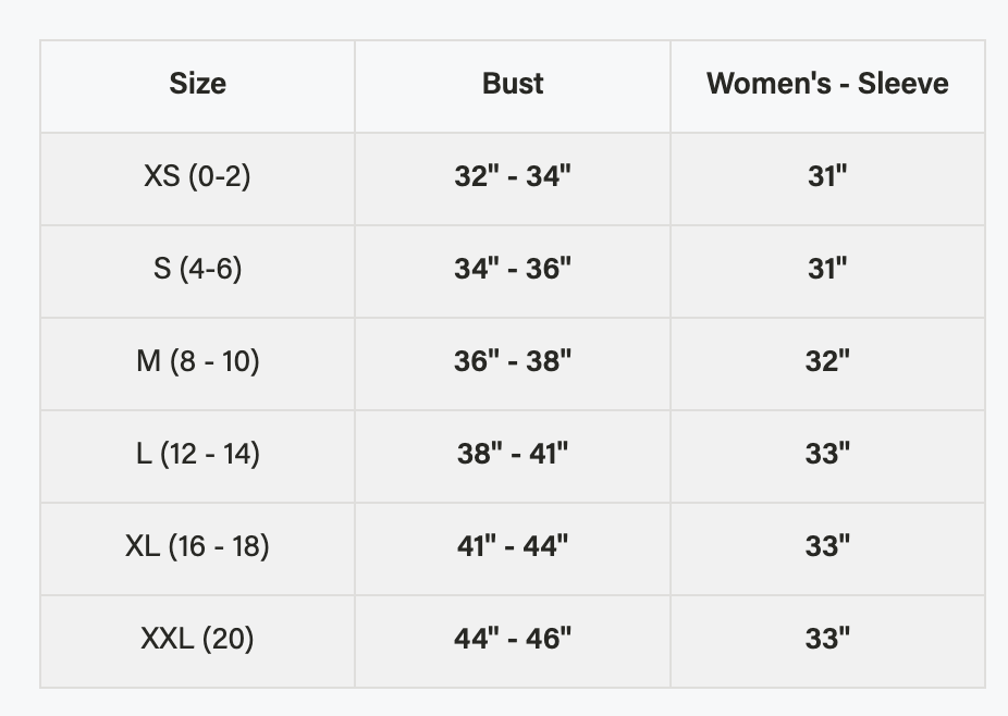 Size chart