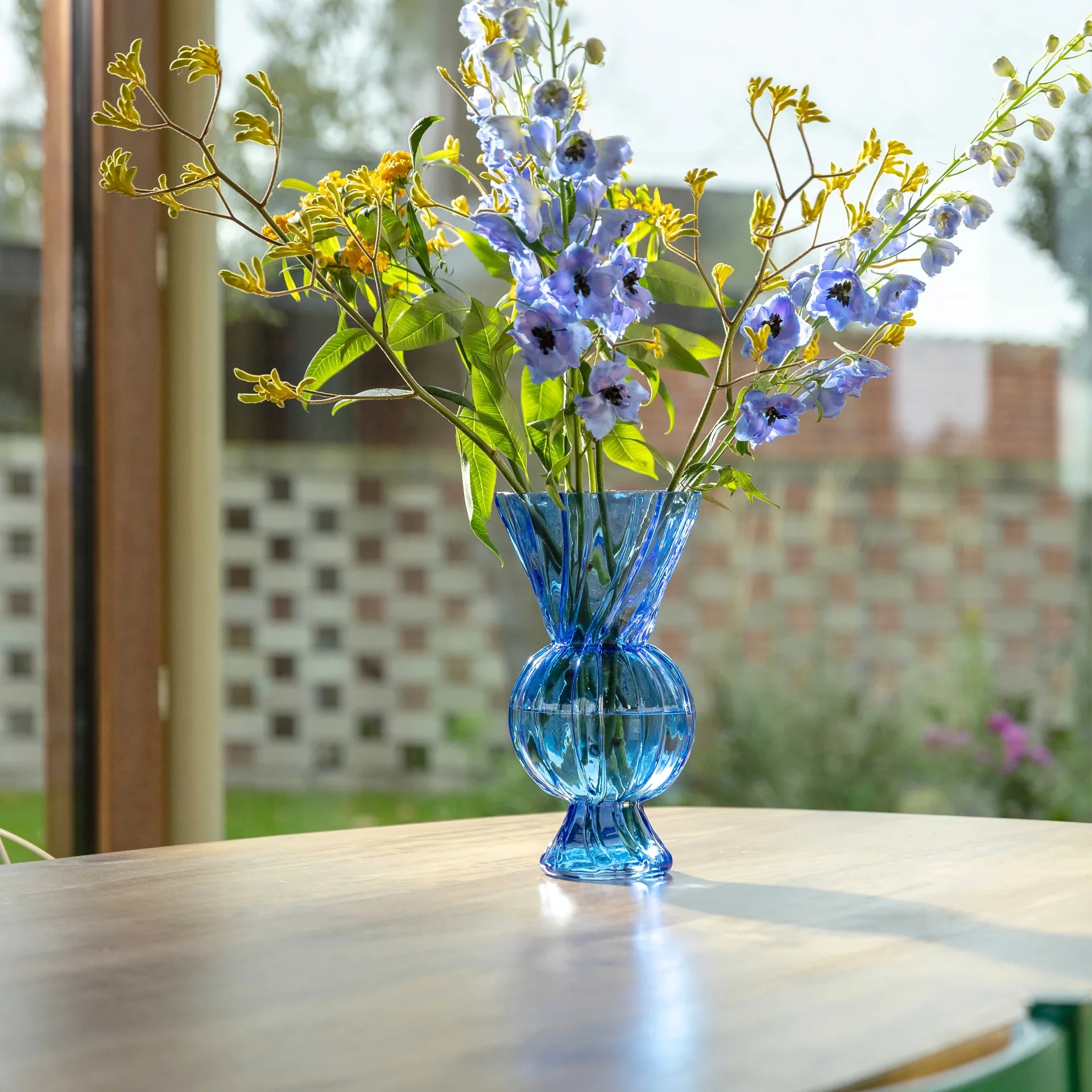 Rhombic Glass Vase - Blue