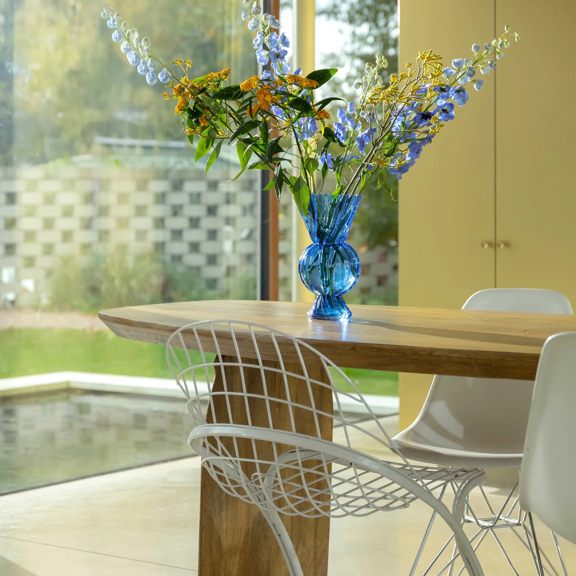 Rhombic Glass Vase - Blue