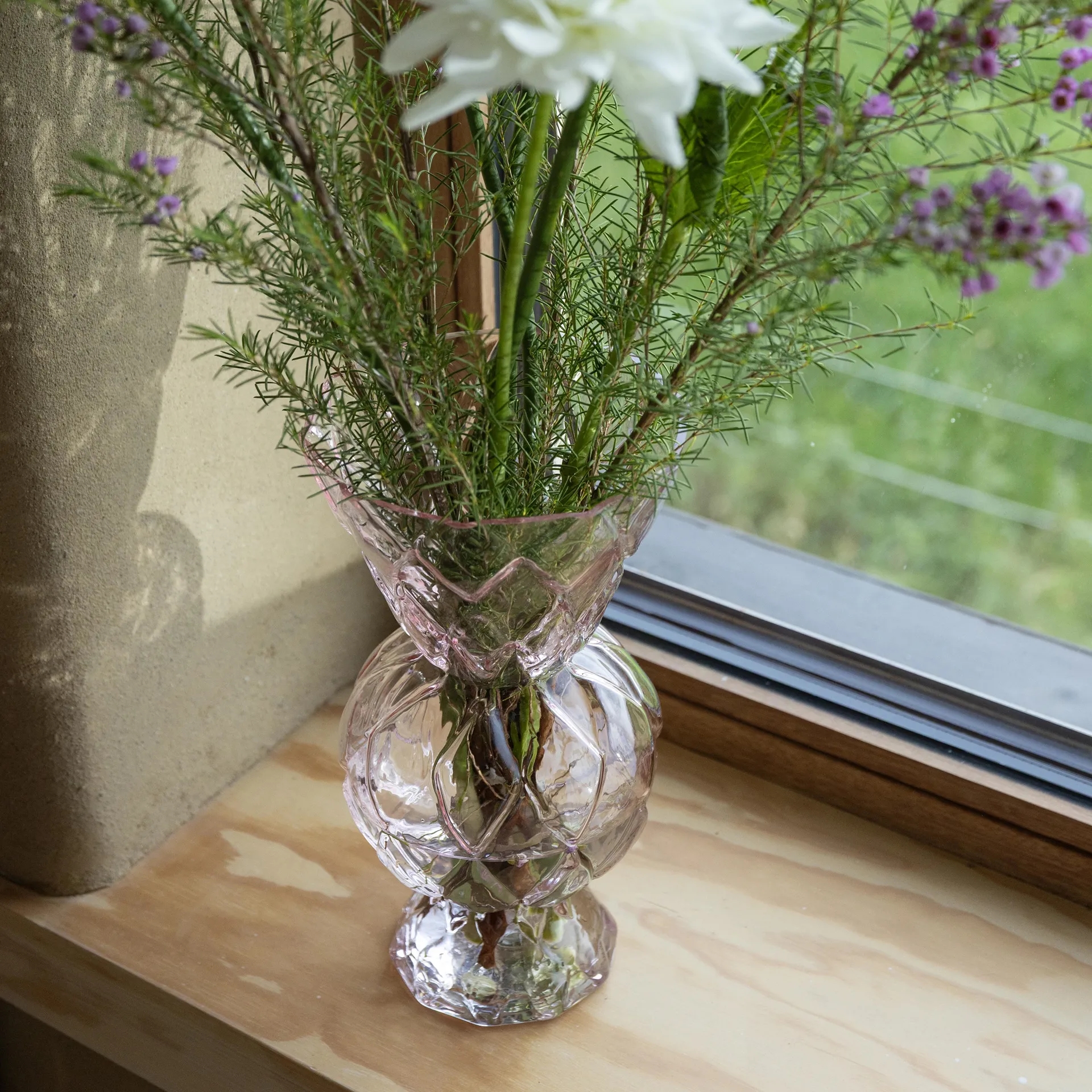 Rhombic Glass Vase - Pink