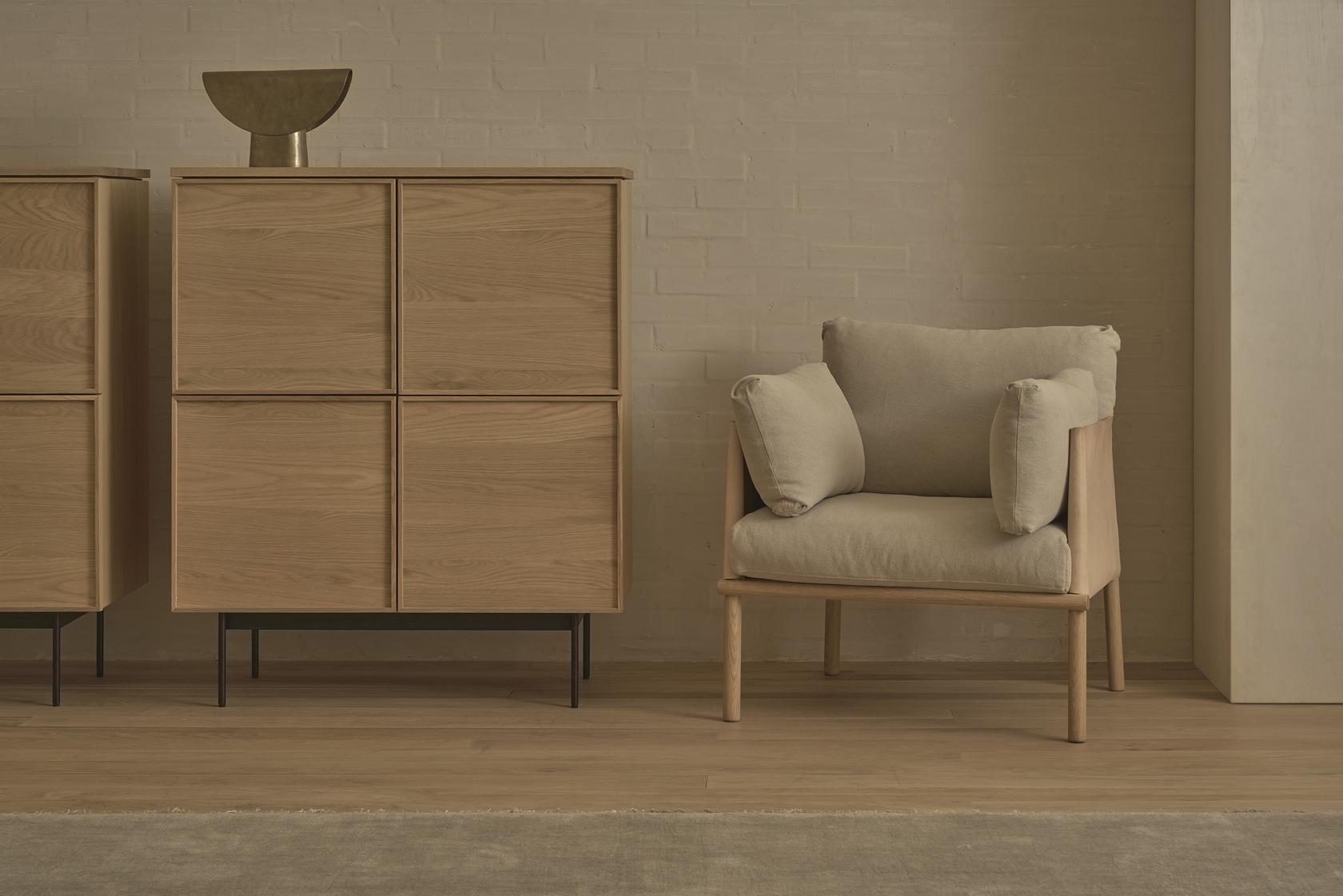 Yorke Plain Timber Tall Highboard with Metal Legs