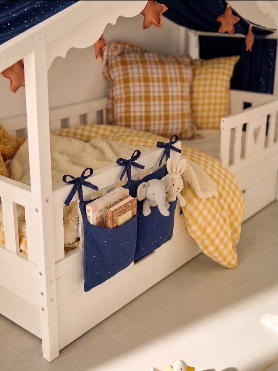 Pochette de rangement pour lit cabane, couleur bleu nuit
