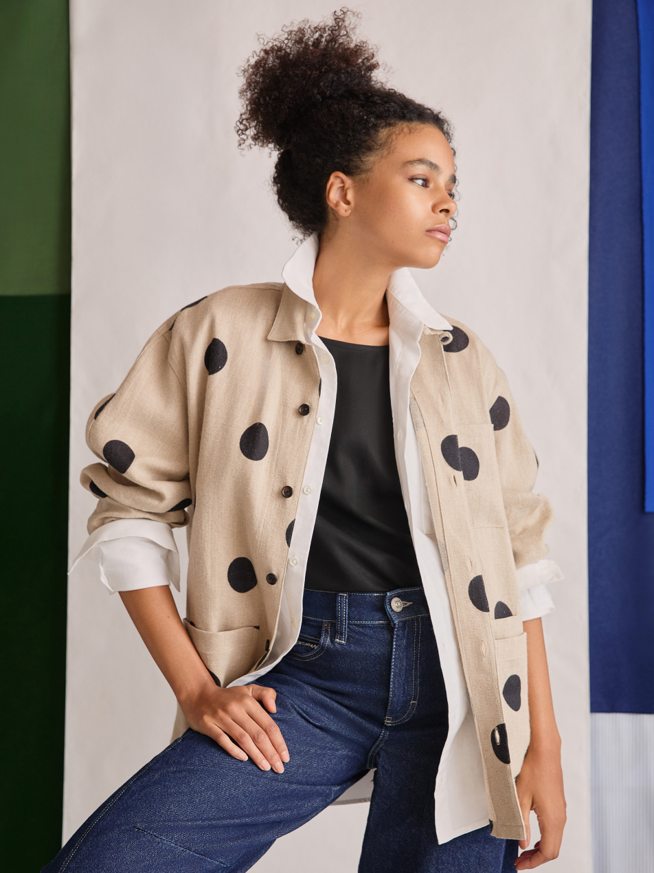 The Linen Chore Coat (Polka Spot Linen)