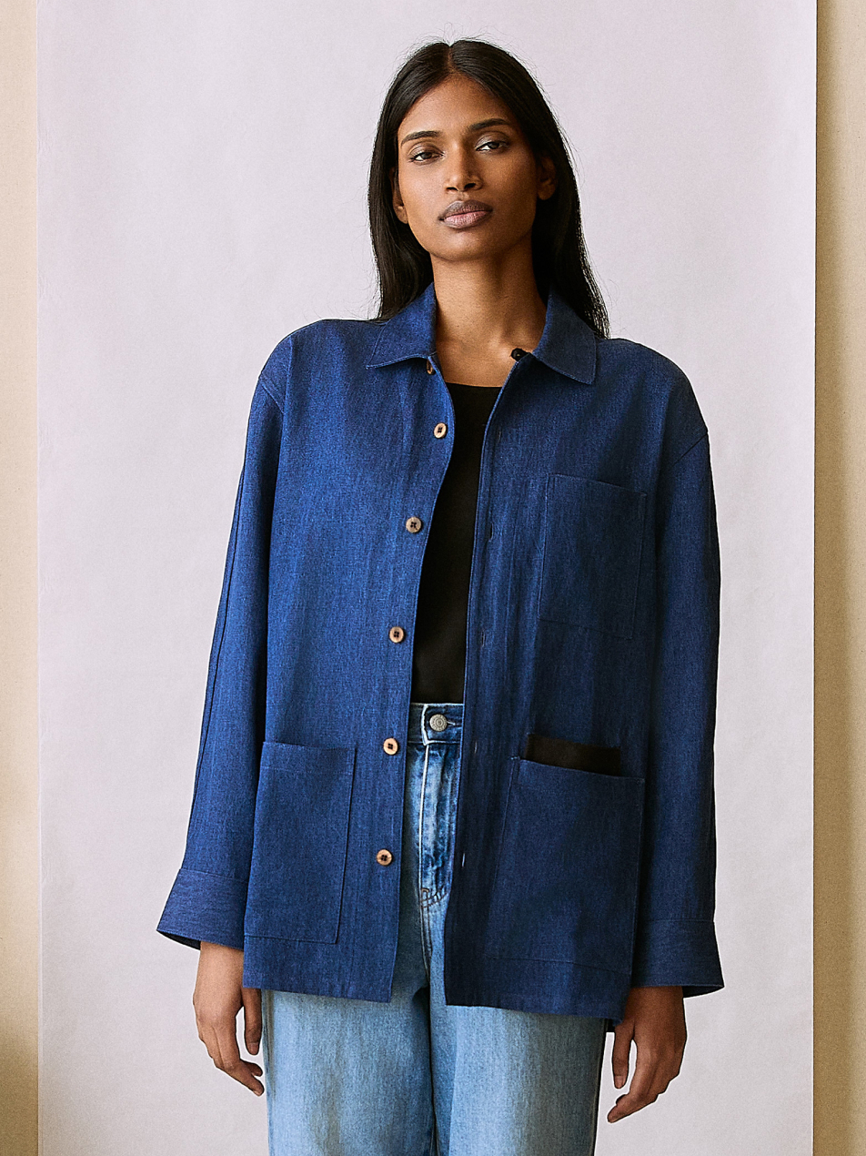 The Hemp Denim Chore Coat (Indigo Hemp Denim)