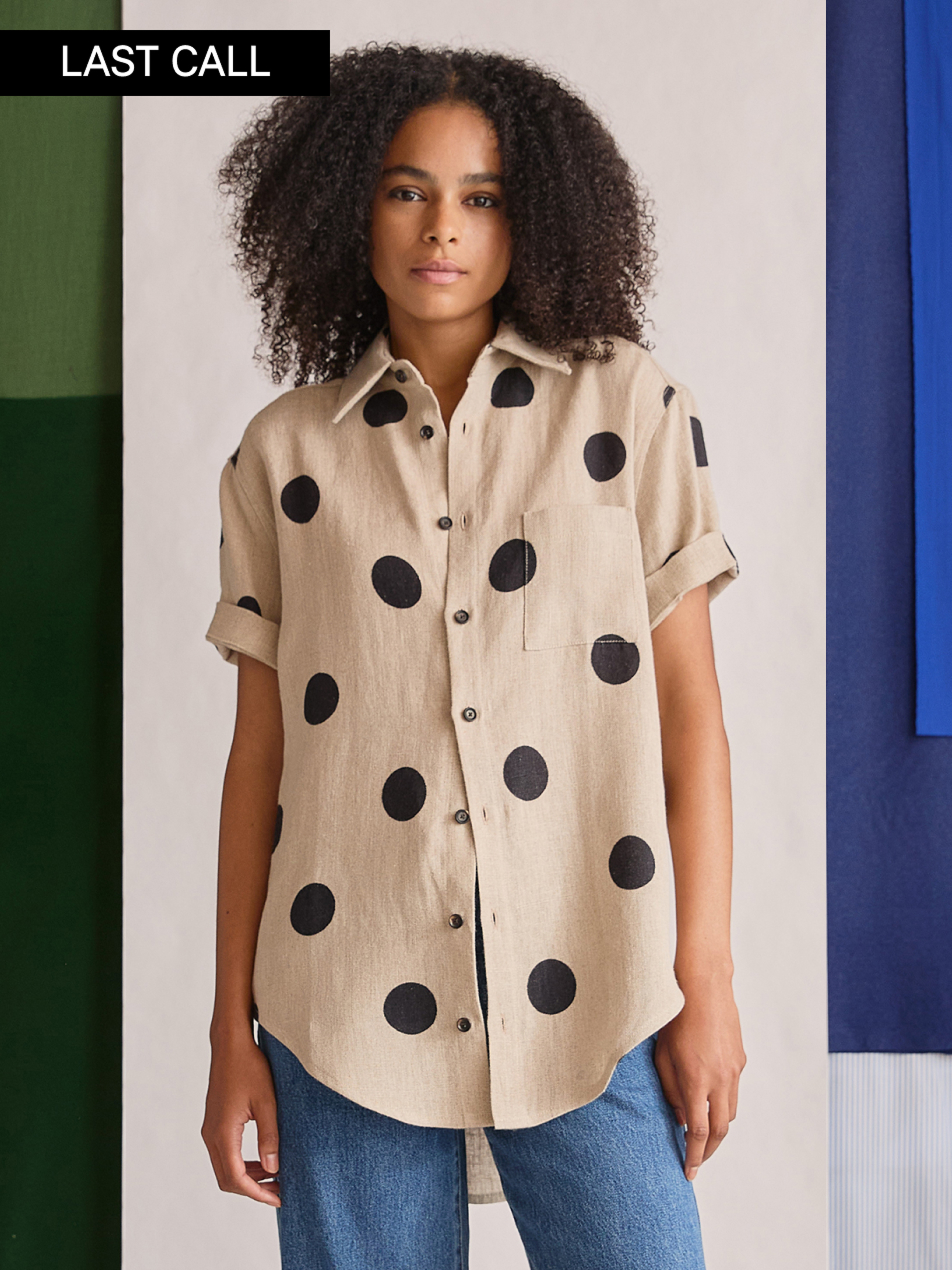The Short Sleeve Oxford (Polka Spot Linen)