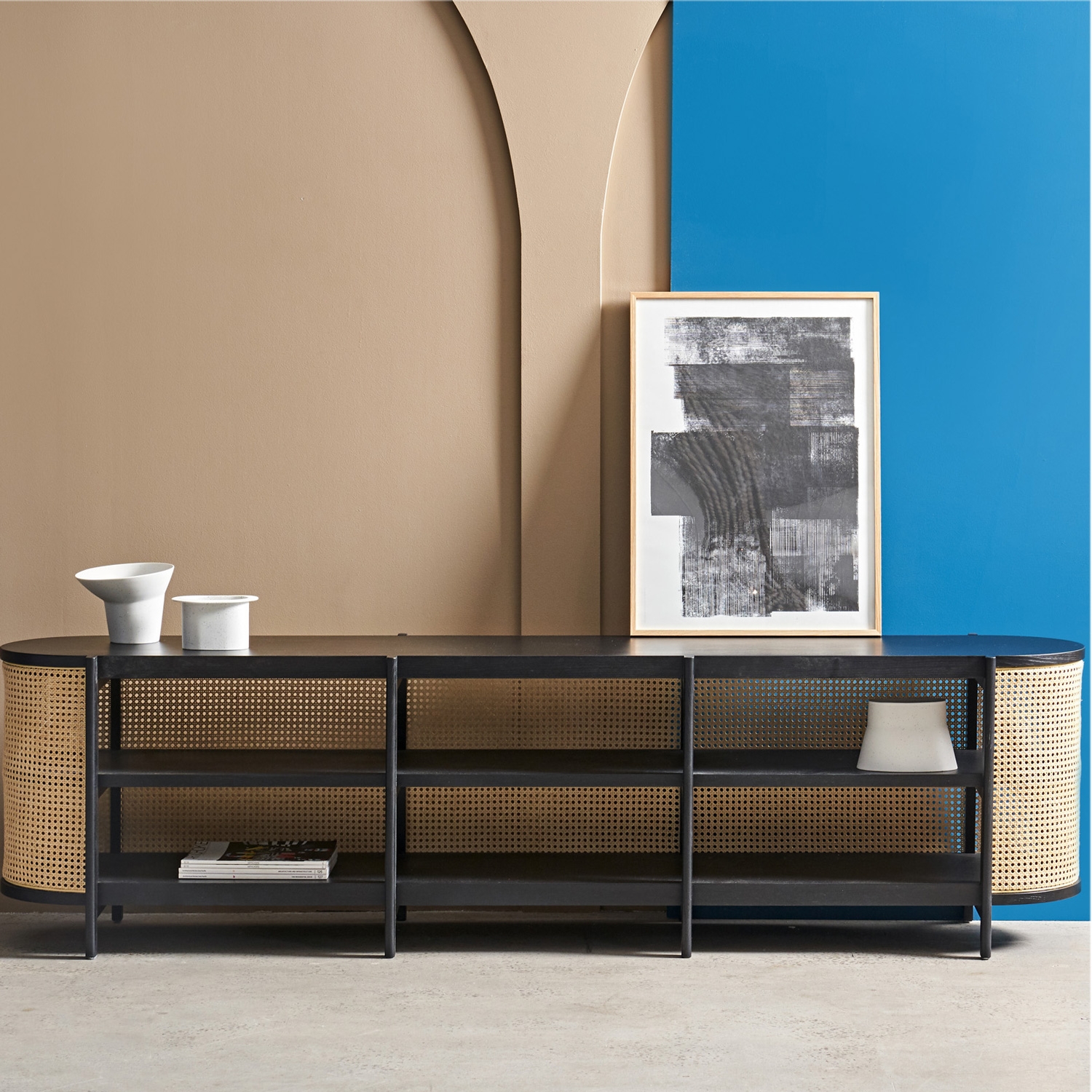 Cane TV Cabinet - Natural Oak - Floor Stock