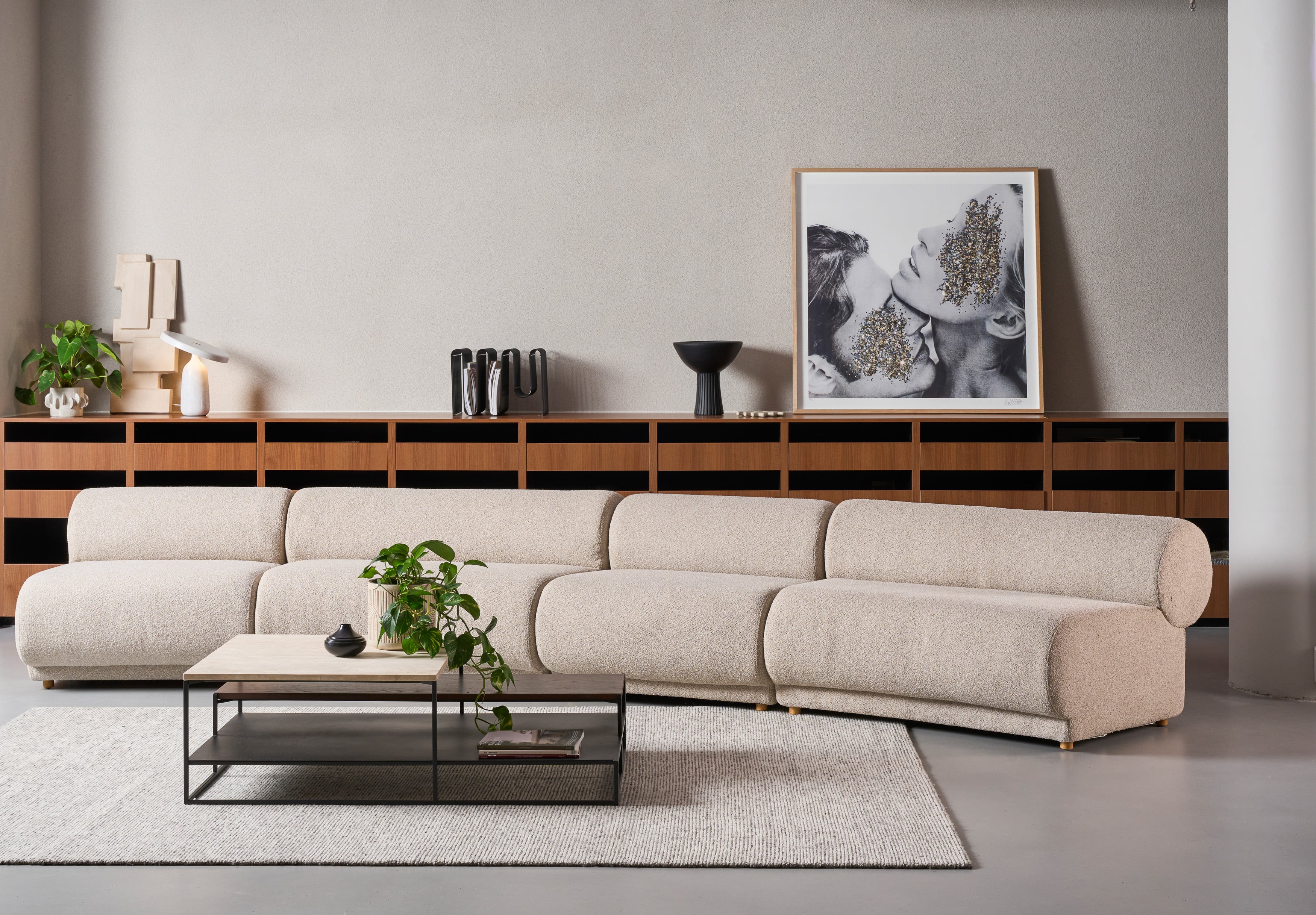 Rowen Modular Sofa - Curve No Arm - Wade Olive - Floor Stock
