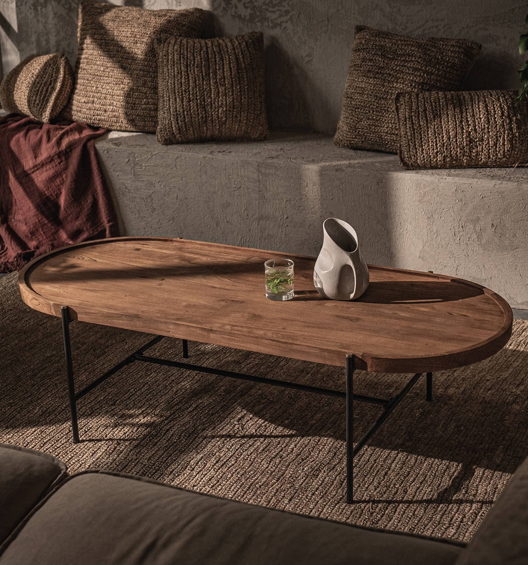 dBodhi Coco Oval Coffee Table - Rectangular Legs - 1600mm - Teak - Floor Stock