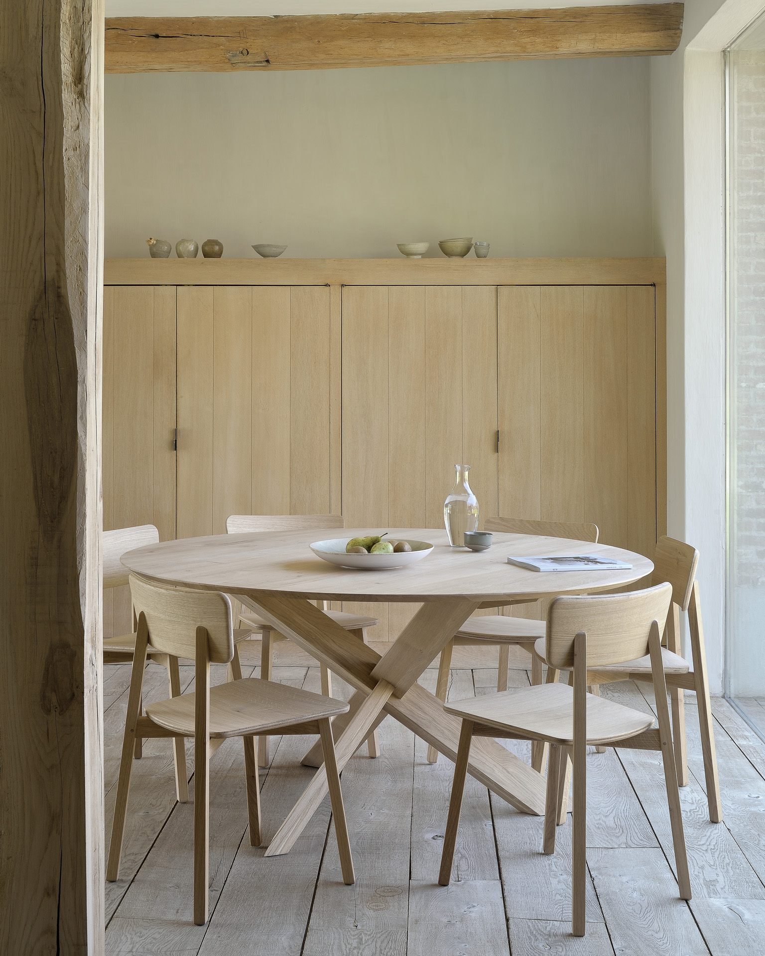 Ethnicraft Oak Casale Dining Chair - Natural Oak - Set of 6 - Floor Stock
