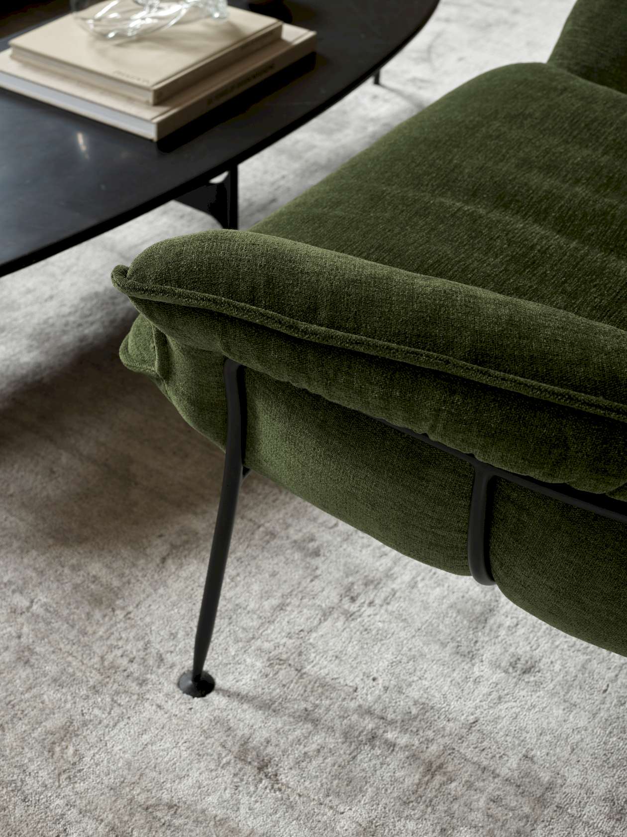Duvet Lounge Chair - Black - Mustard Boucle-Cuddle 12 - Floor Stock