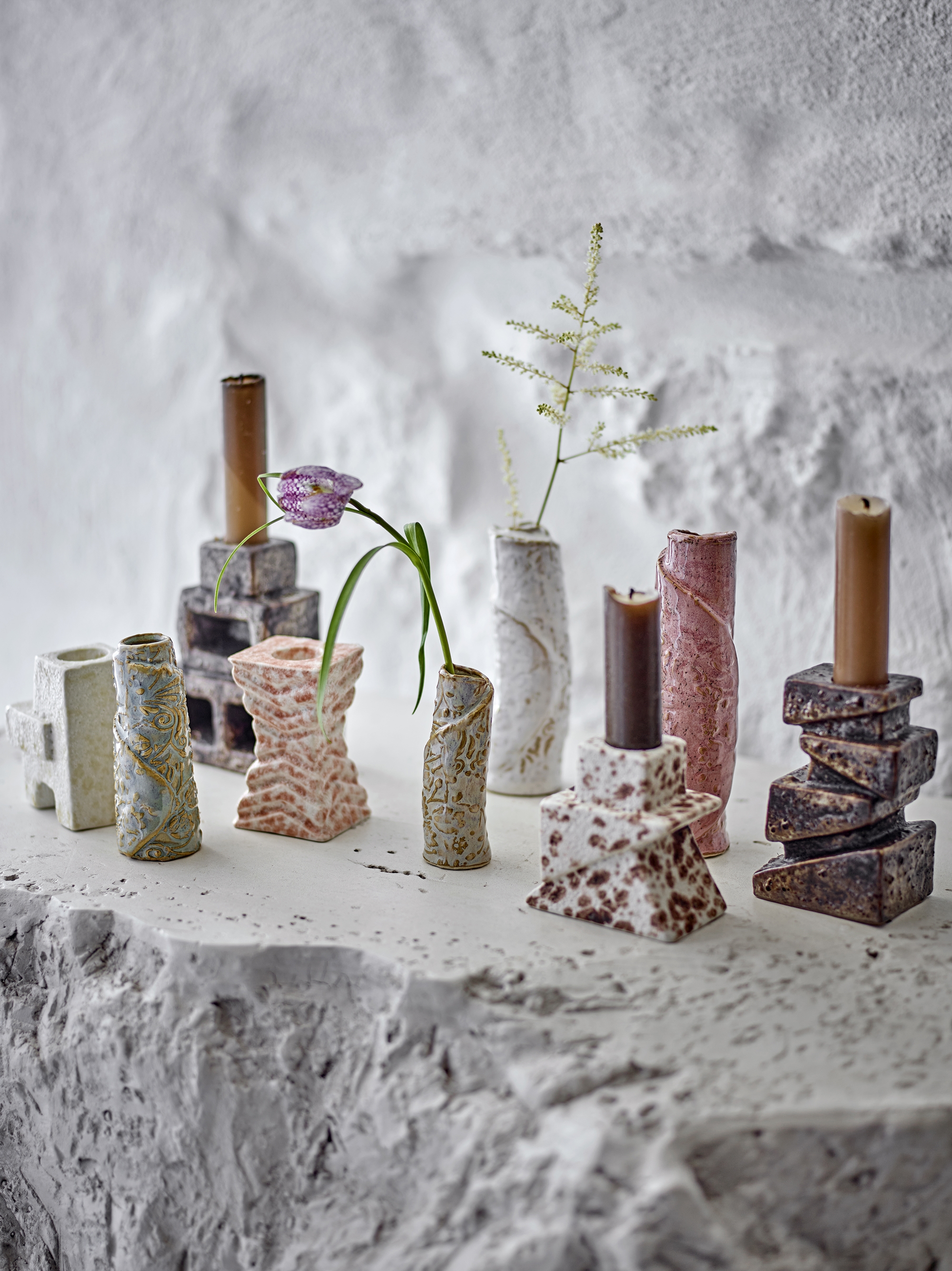 Temple Stoneware Vase - Multi - Set of 4
