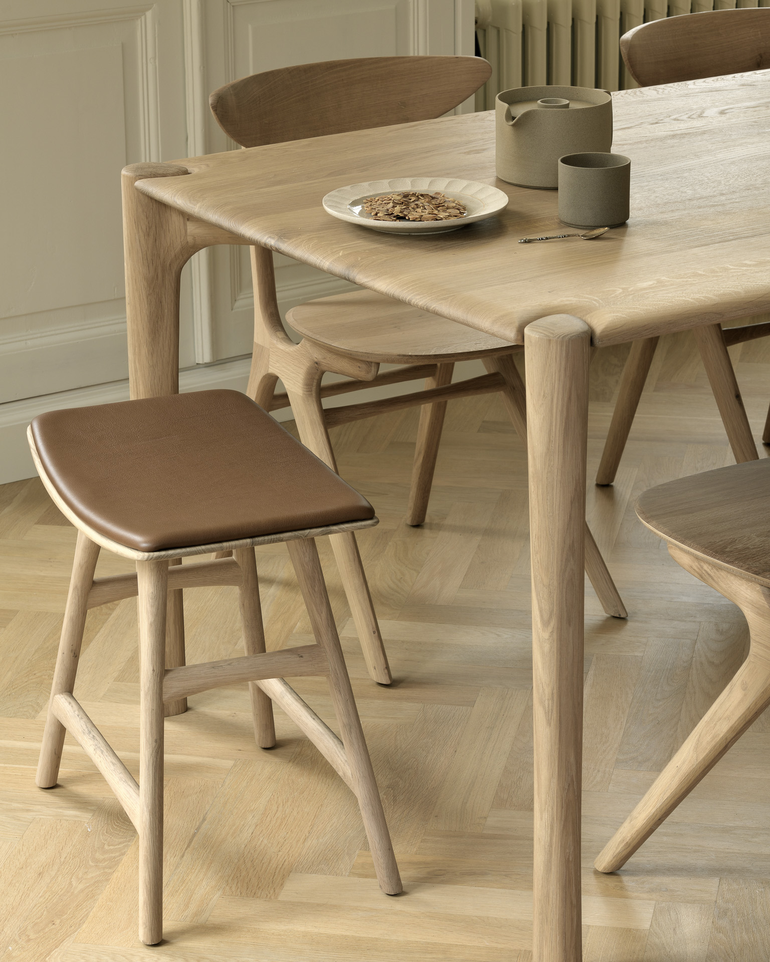 Ethnicraft Oak Osso Stool - Leather