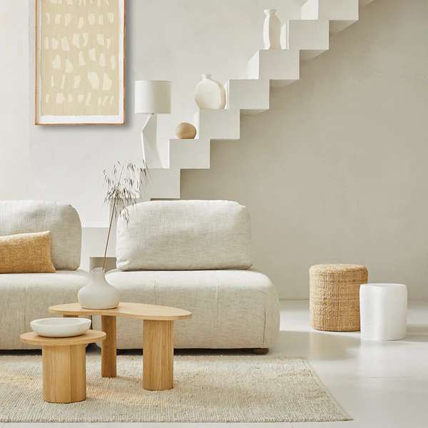 Petra Ceramic Side Table - White - White - Floor Stock