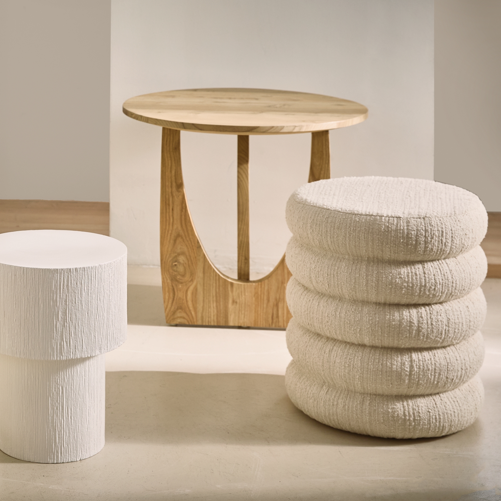Alezio Ceramic Side Table - White - Floor Stock