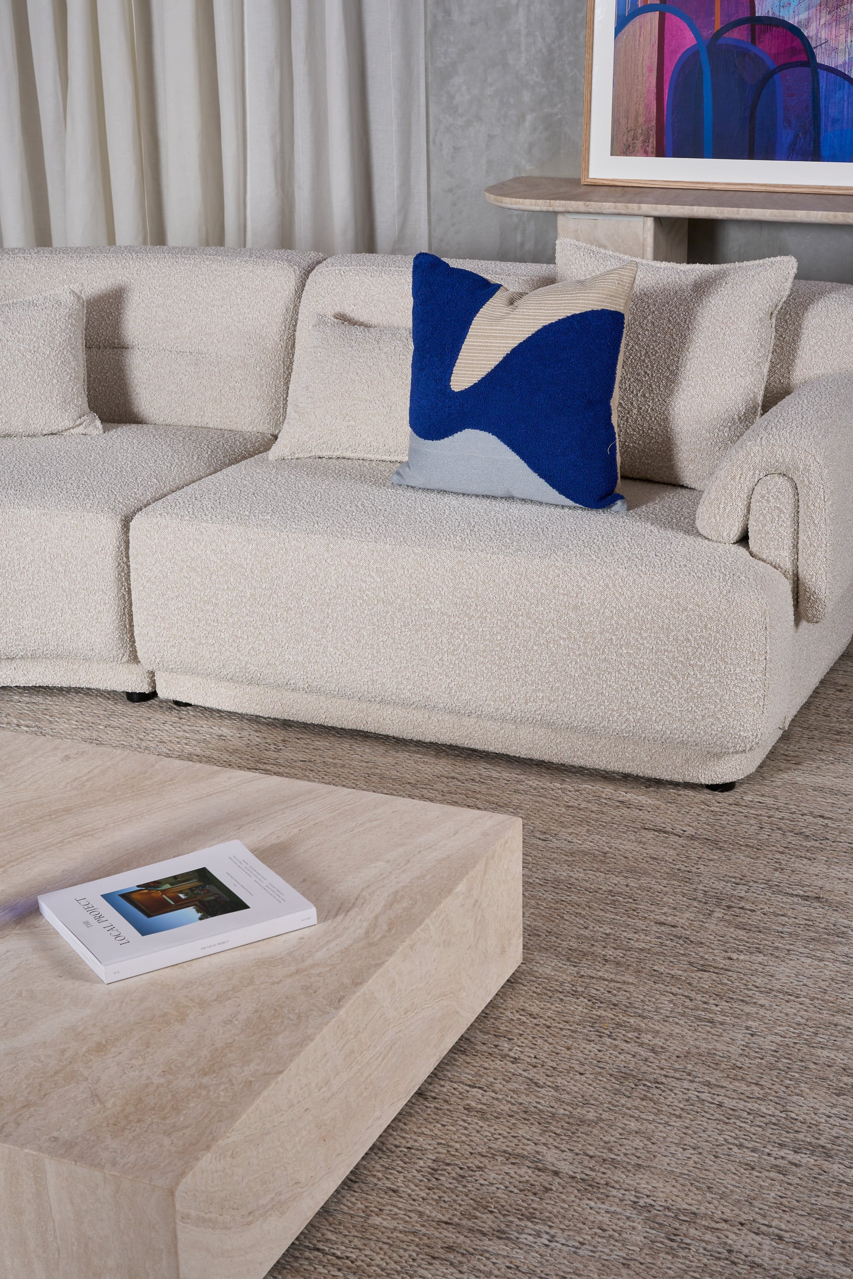 Cube Square Coffee Table - Beige Onyx Marble