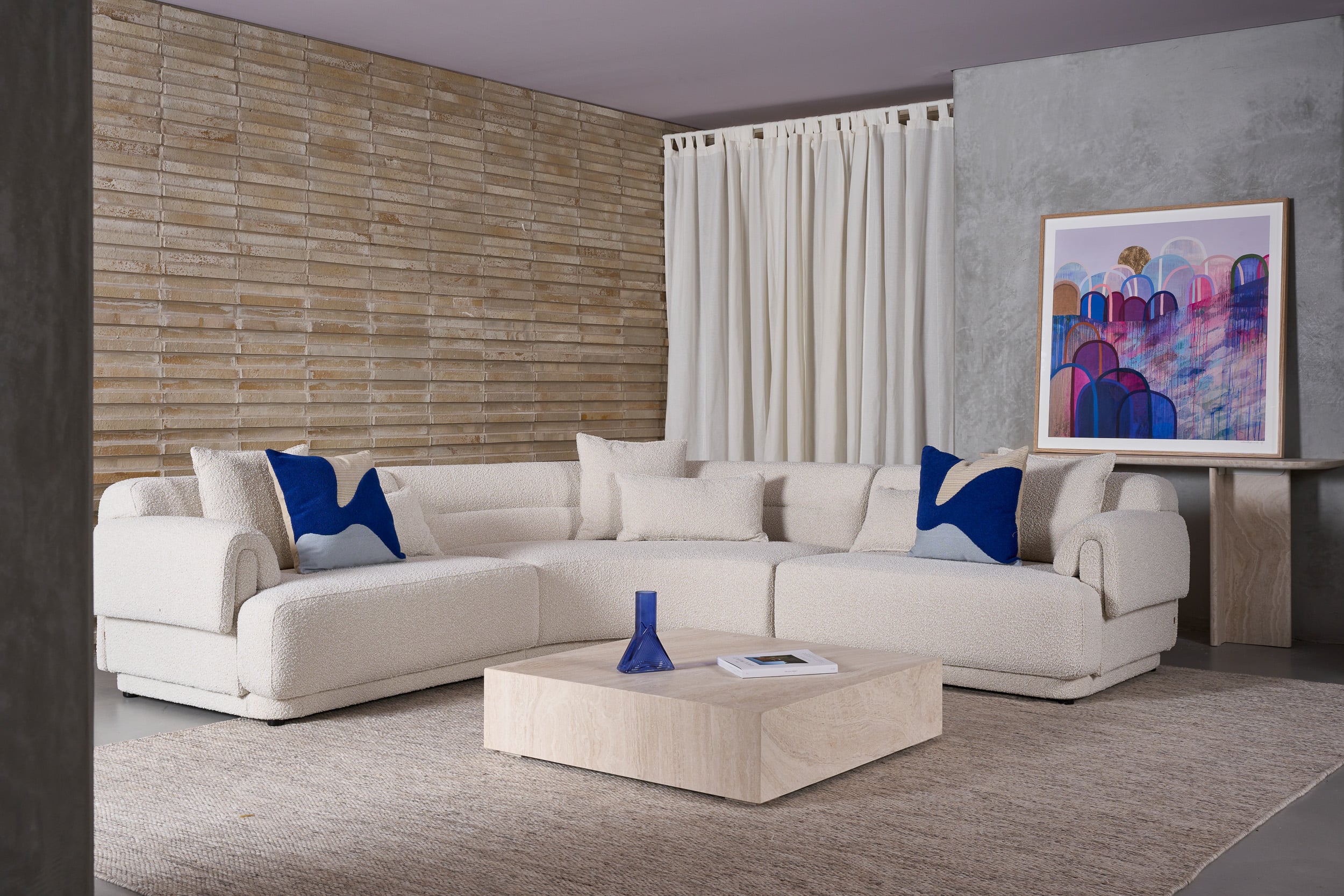 Cube Square Coffee Table - Beige Onyx Marble