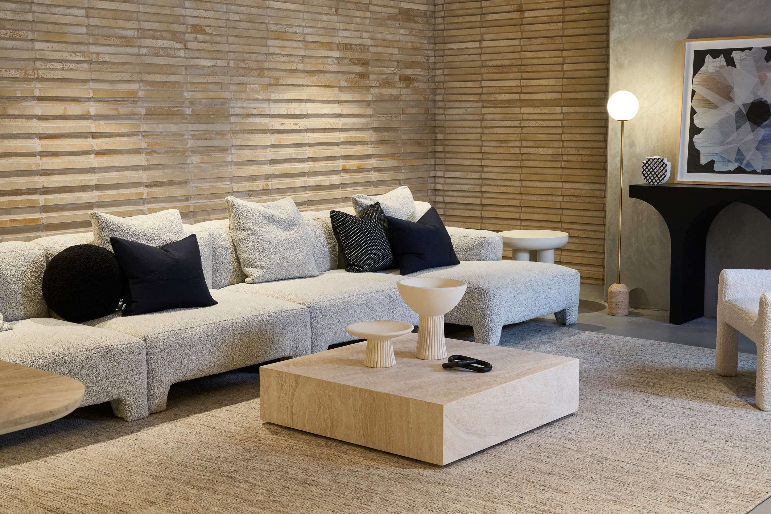 Cube Square Coffee Table - Beige Onyx Marble