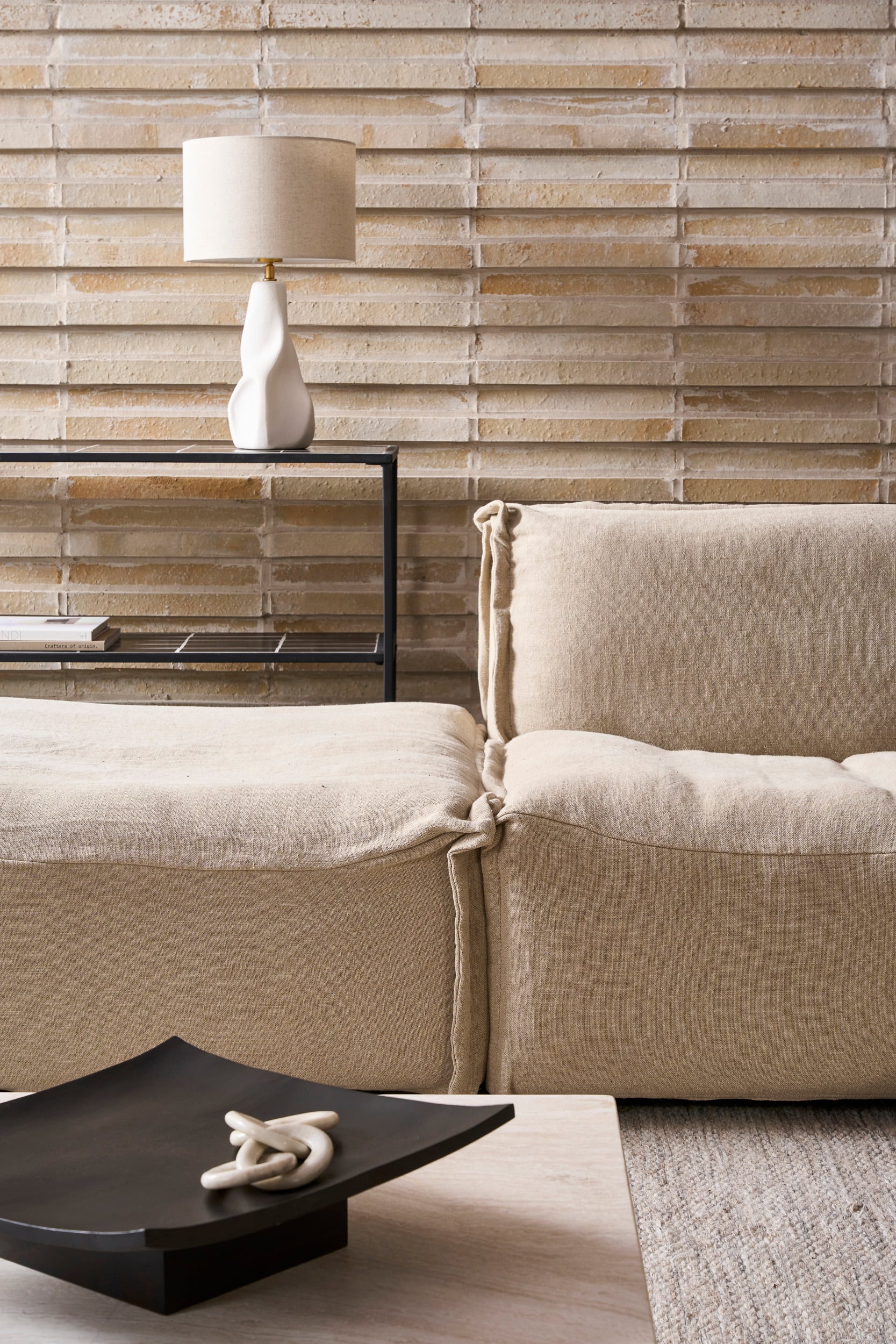 Cube Square Coffee Table - Beige Onyx Marble - Floor Stock
