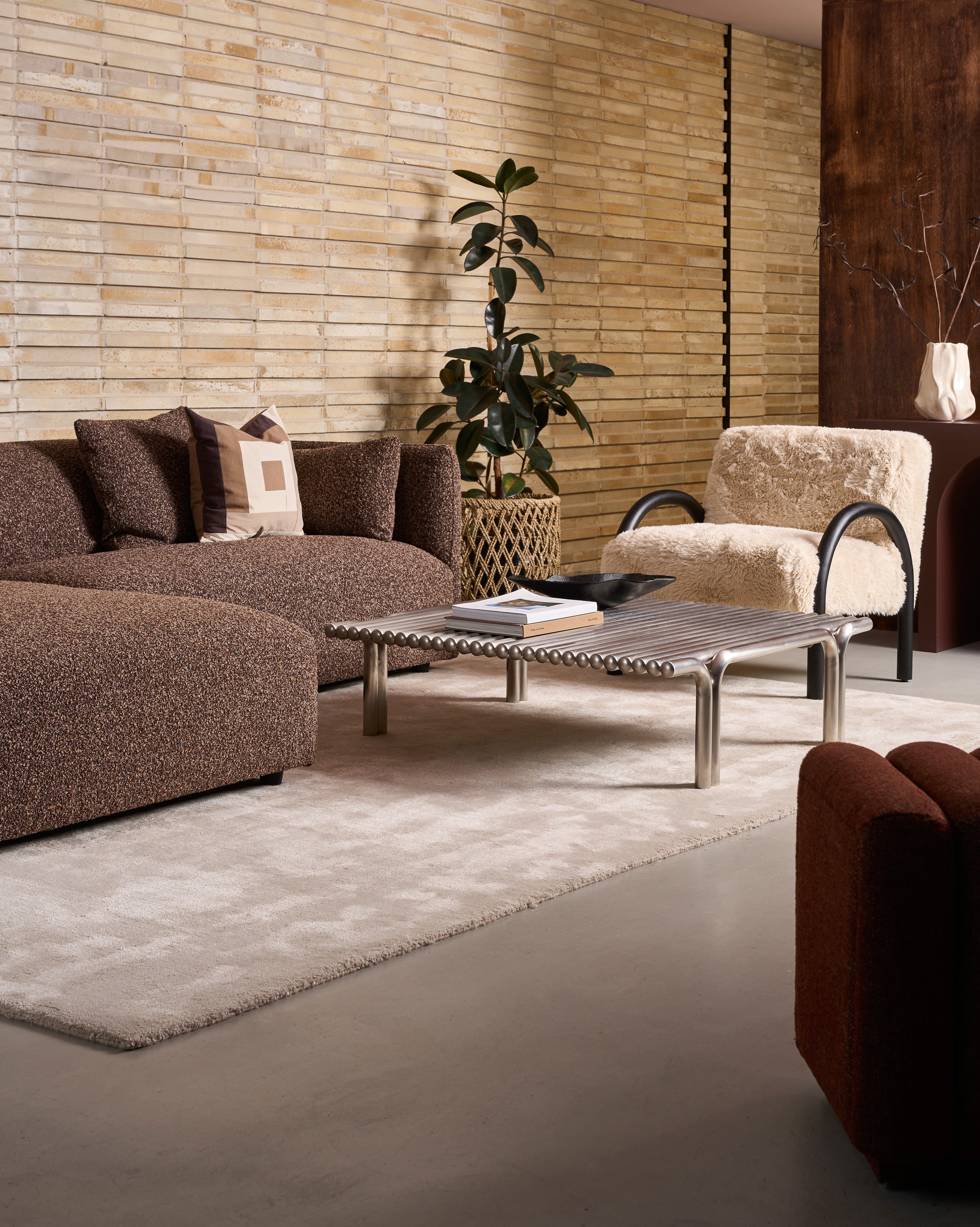 Luna L Shape Sofa - Left Facing Chaise - Mocha - Floor Stock