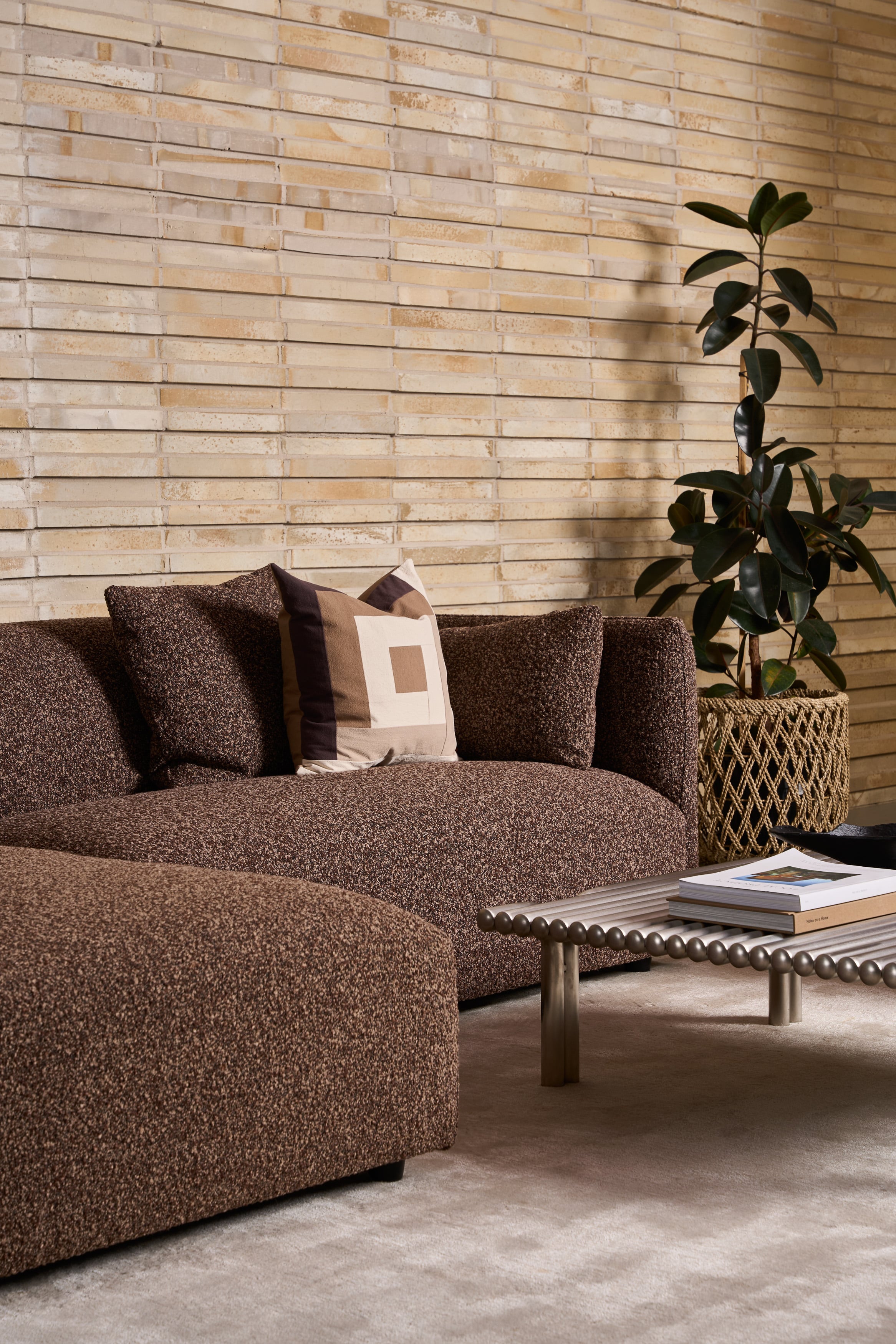 Luna L Shape Sofa - Left Facing Chaise - Mocha - Floor Stock