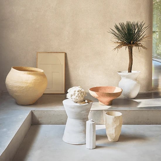 Sandia Cotton Mache Pot - Natural - Floor Stock