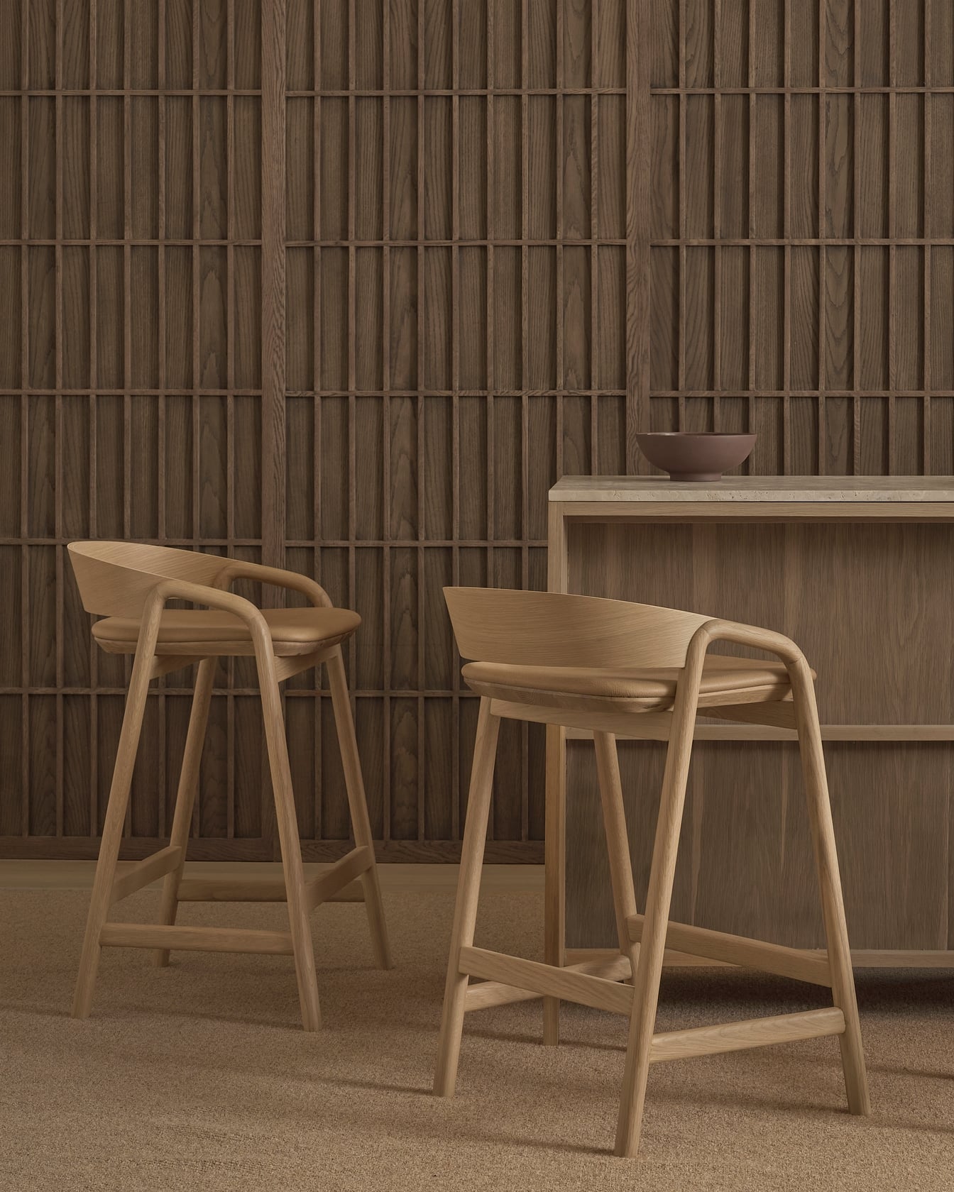 Inlay Counter Stool - Light Oak - Floor Stock