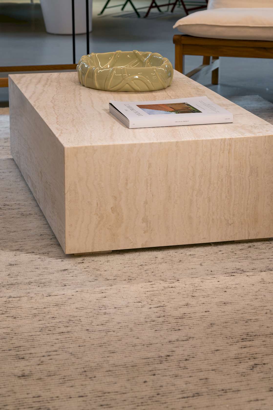 Cube Rectangular Coffee Table - Travertine - Floor Stock