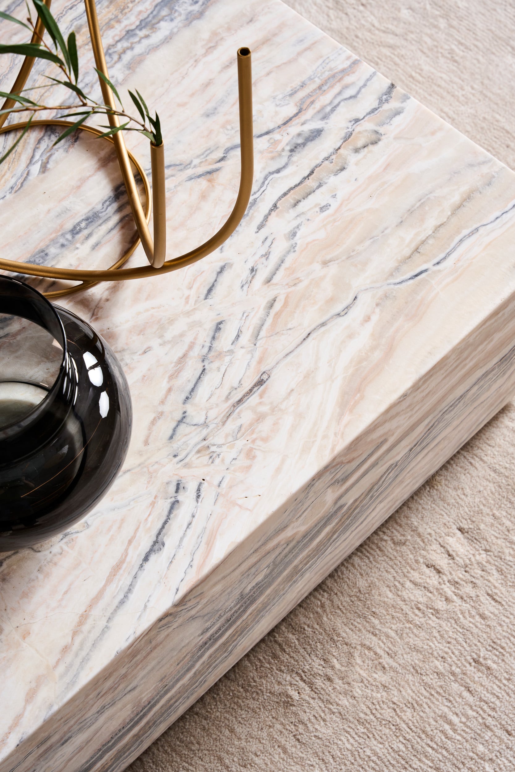 Cube Rectangular Coffee Table - Travertine - Floor Stock