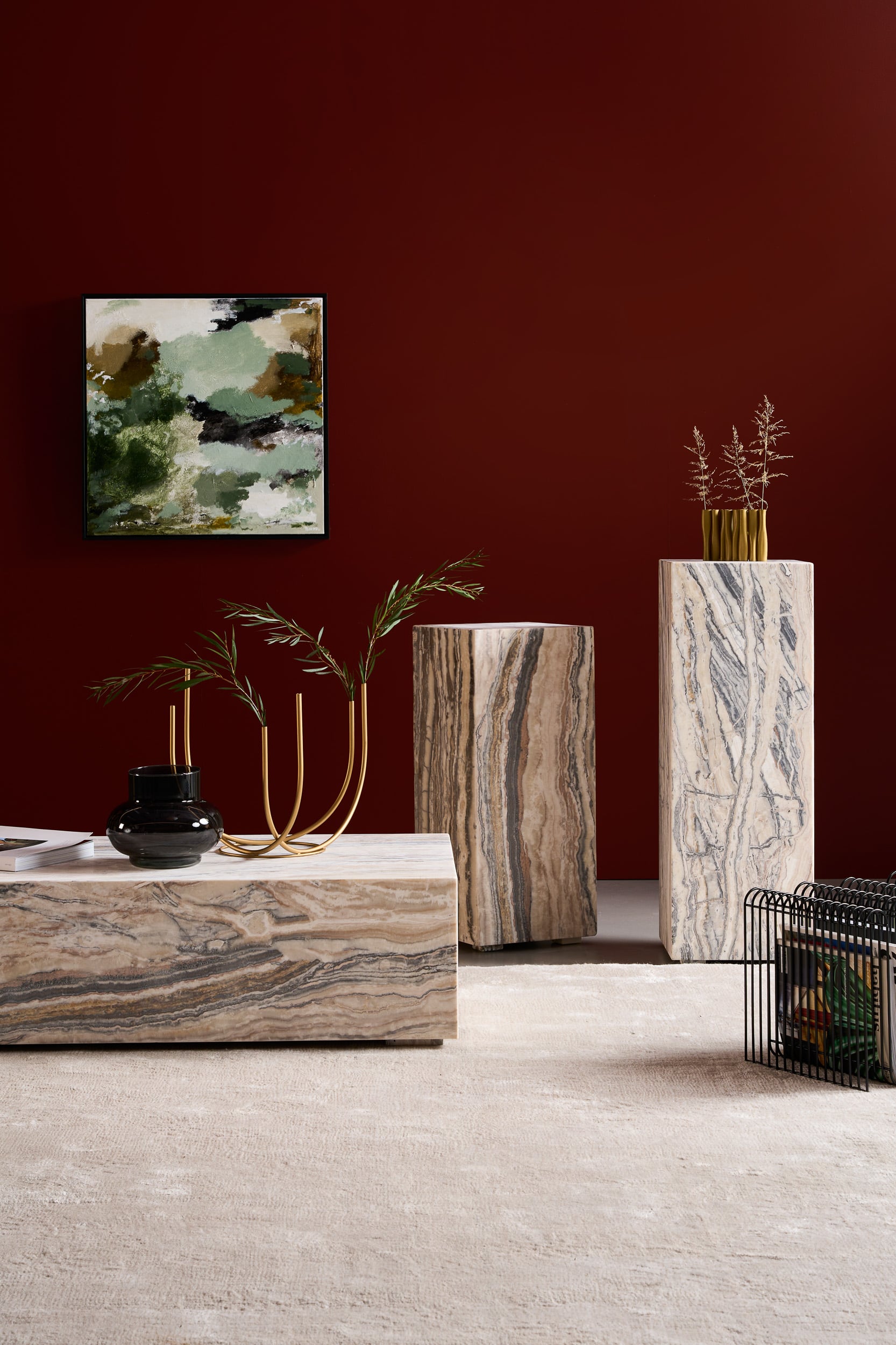 Cube Rectangular Coffee Table - Travertine - Floor Stock