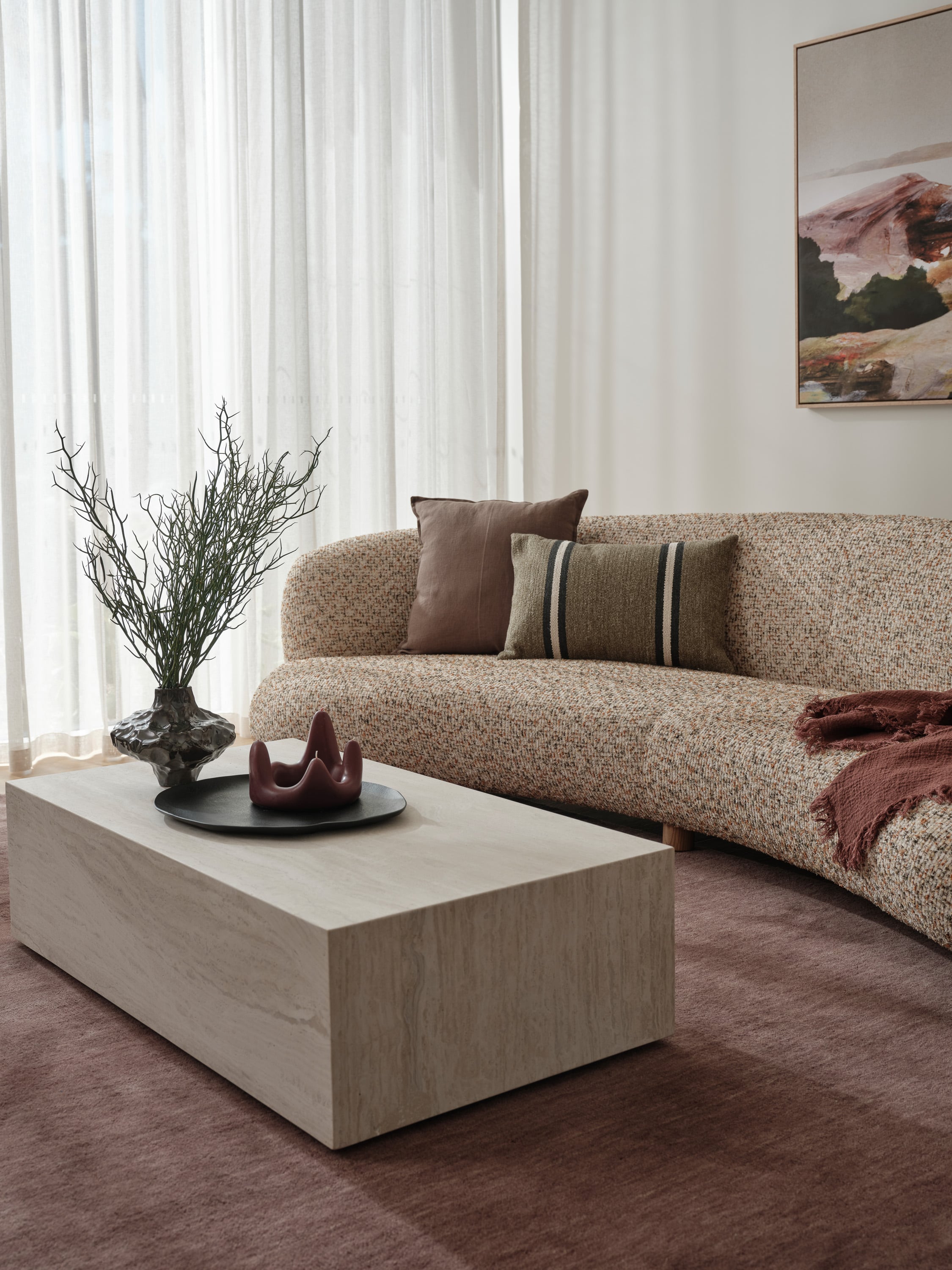 Cube Rectangular Coffee Table - Travertine - Floor Stock