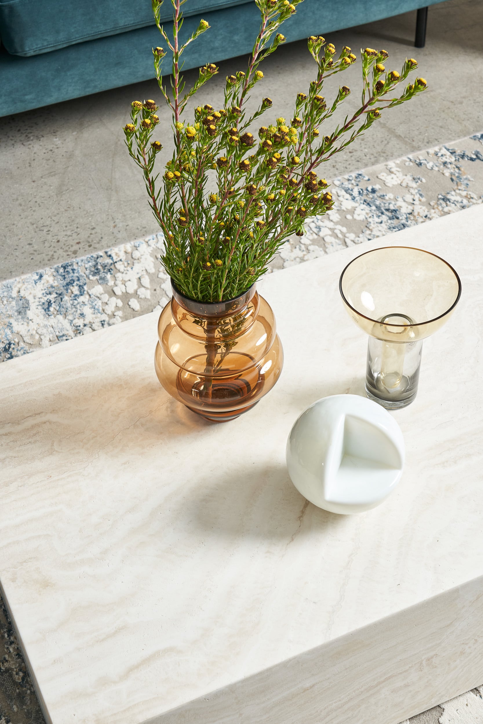 Cube Rectangular Coffee Table - Travertine - Floor Stock