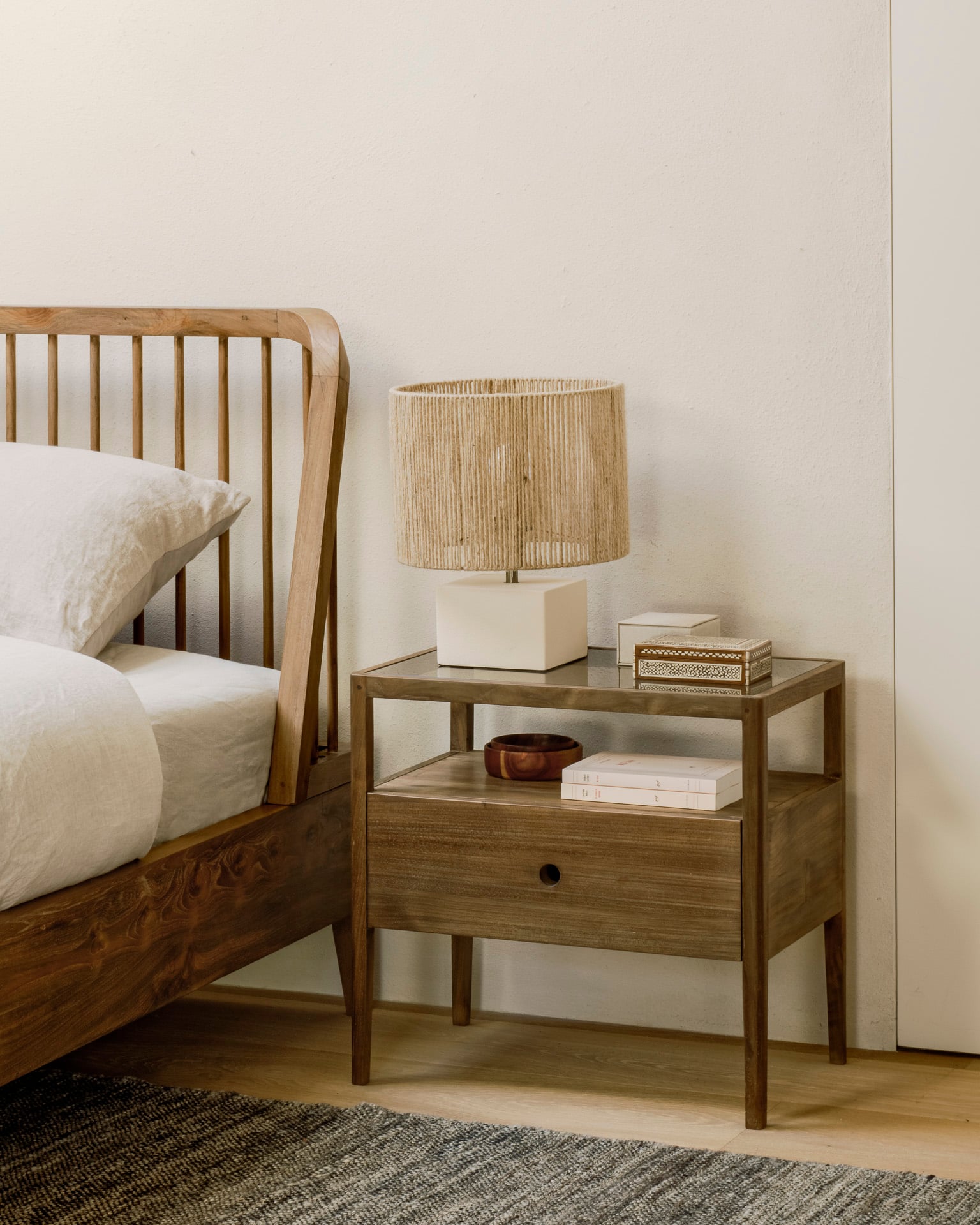 Ethnicraft Reclaimed Teak Spindle Bedside Table - Teak - Set of 2 - Floor Stock
