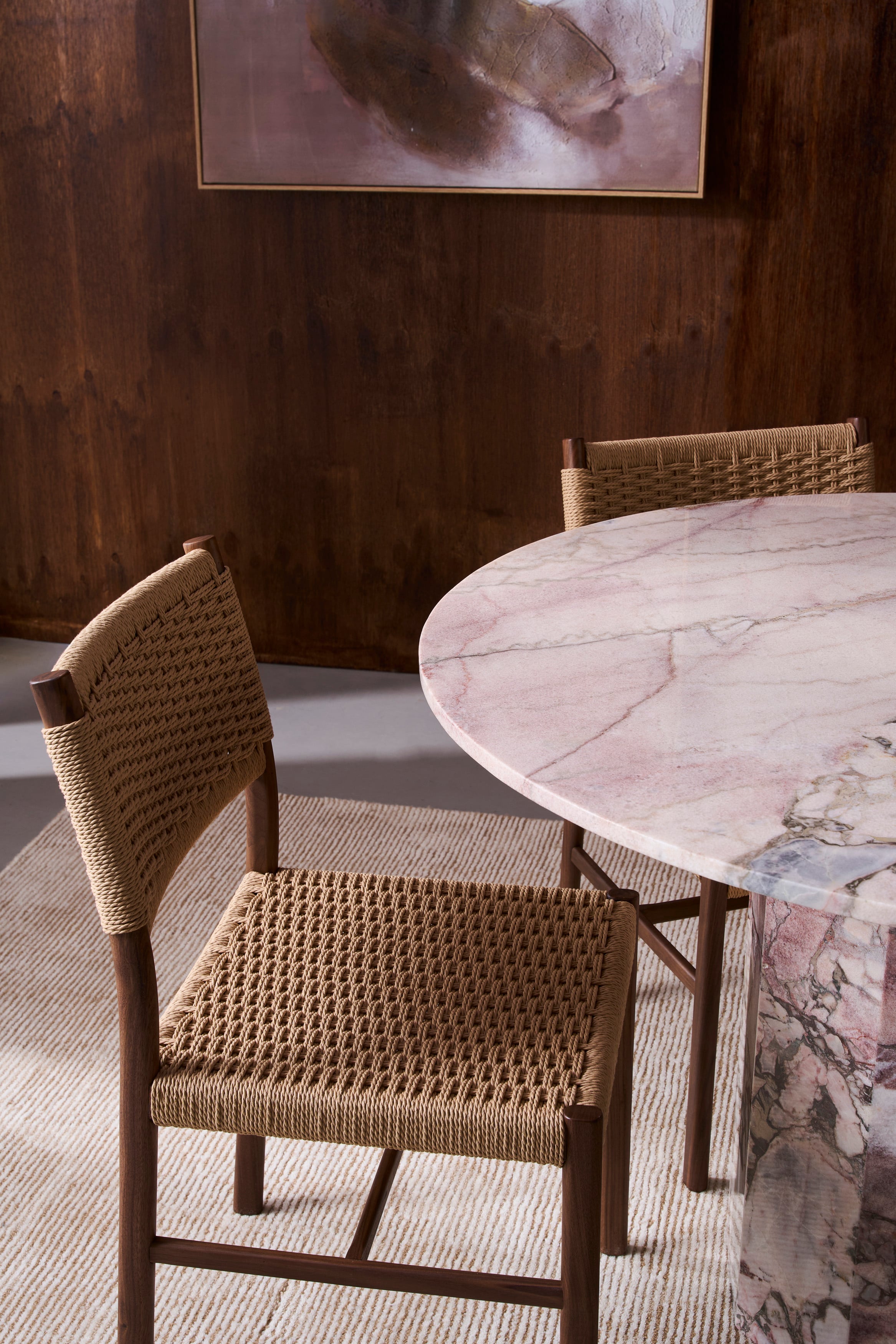 Drum Dining Table - Red Travertine - Floor Stock