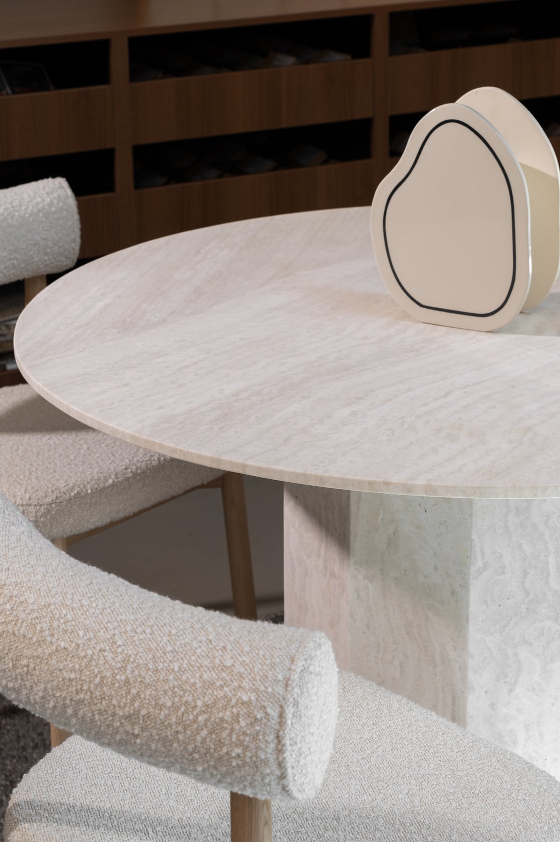 Drum Dining Table - Red Travertine - Floor Stock