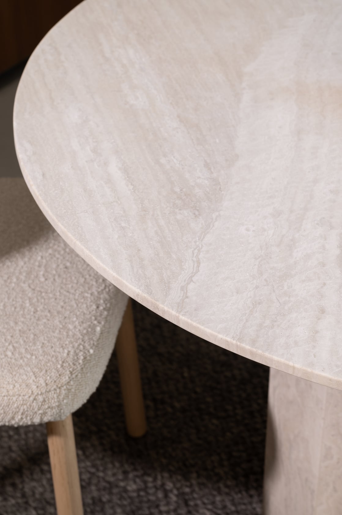 Drum Dining Table - Red Travertine - Floor Stock