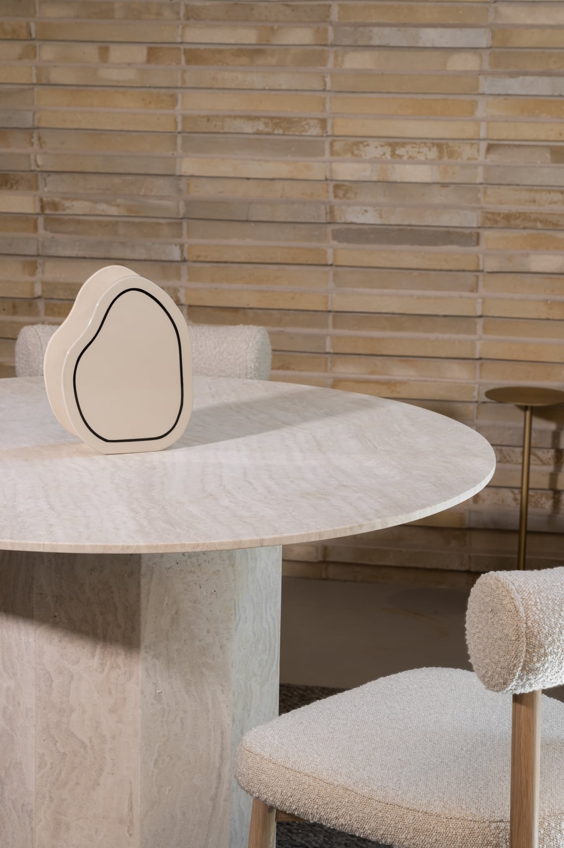 Drum Dining Table - Red Travertine - Floor Stock